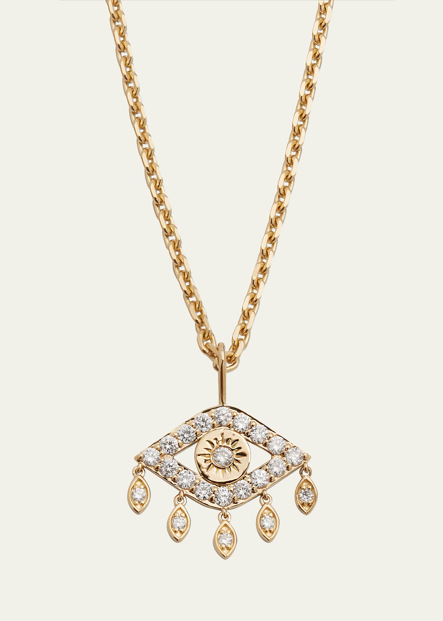 Sydney Evan 14k Gold Diamond Evil Eye Pendant Necklace In Yg