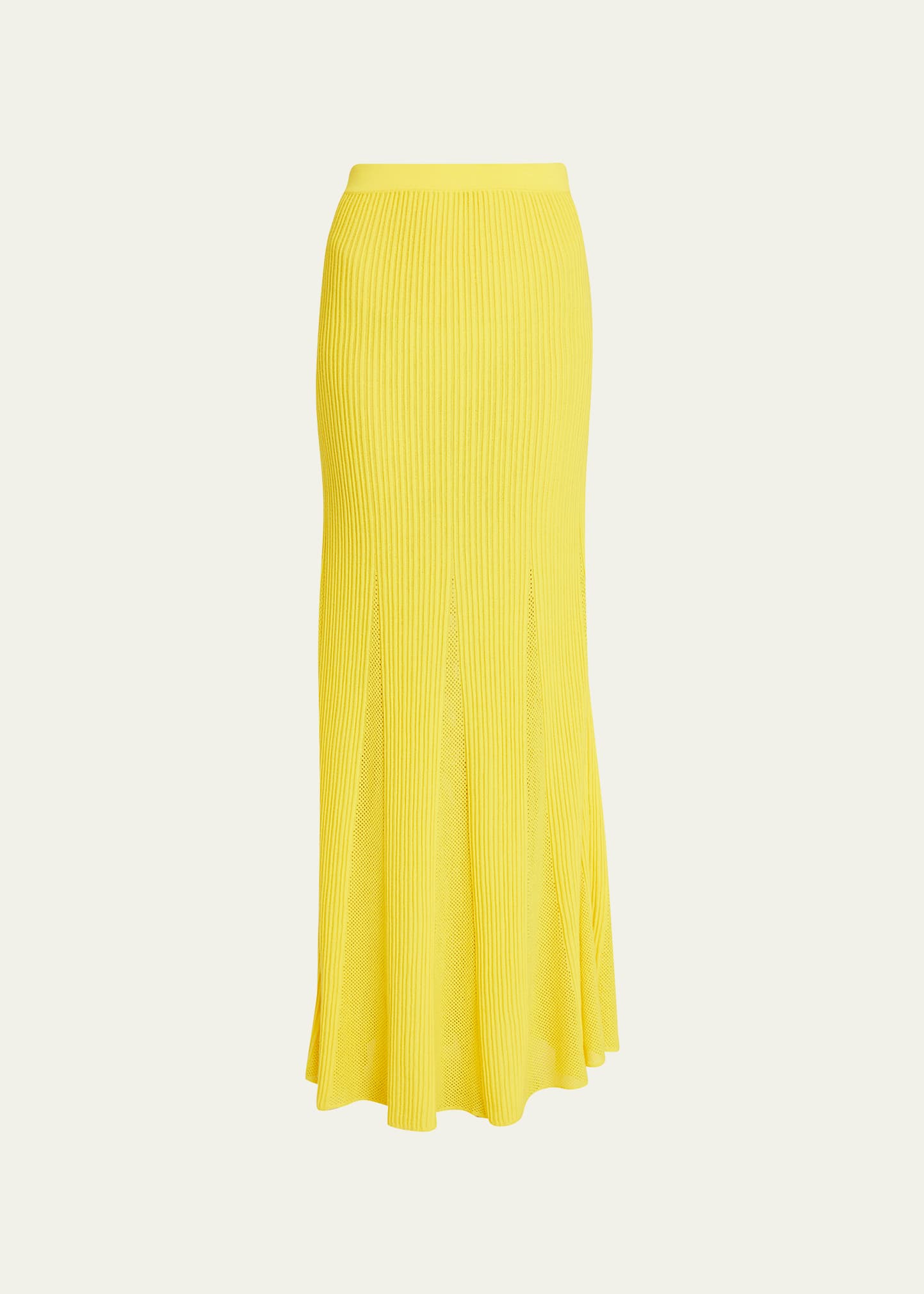 Gabriela Hearst Eula Ribbed And Pointelle-knit Merino Wool Maxi Skirt In Cadmium Yellow