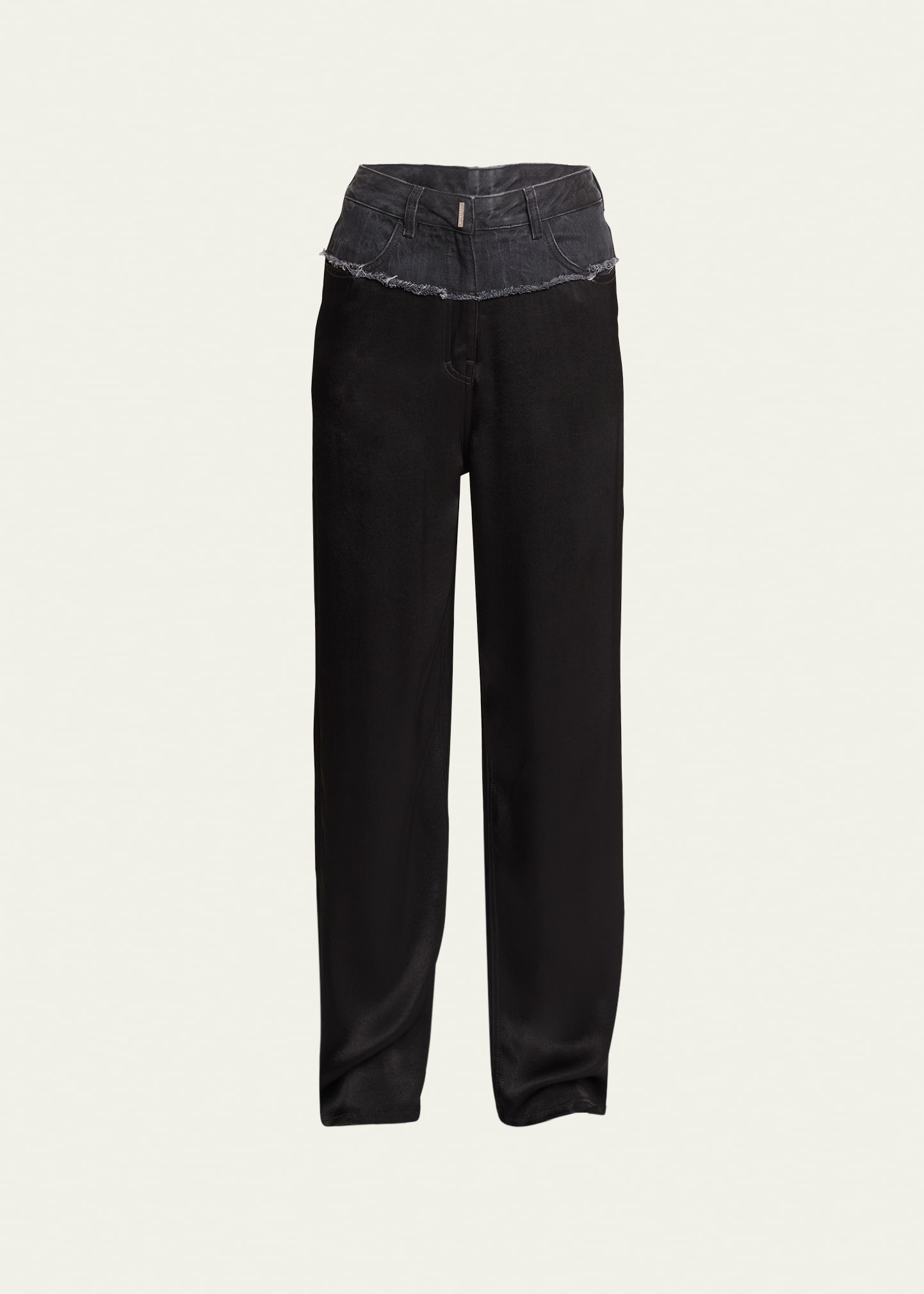Givenchy Mixed Media Wide-leg Denim Pants In Black