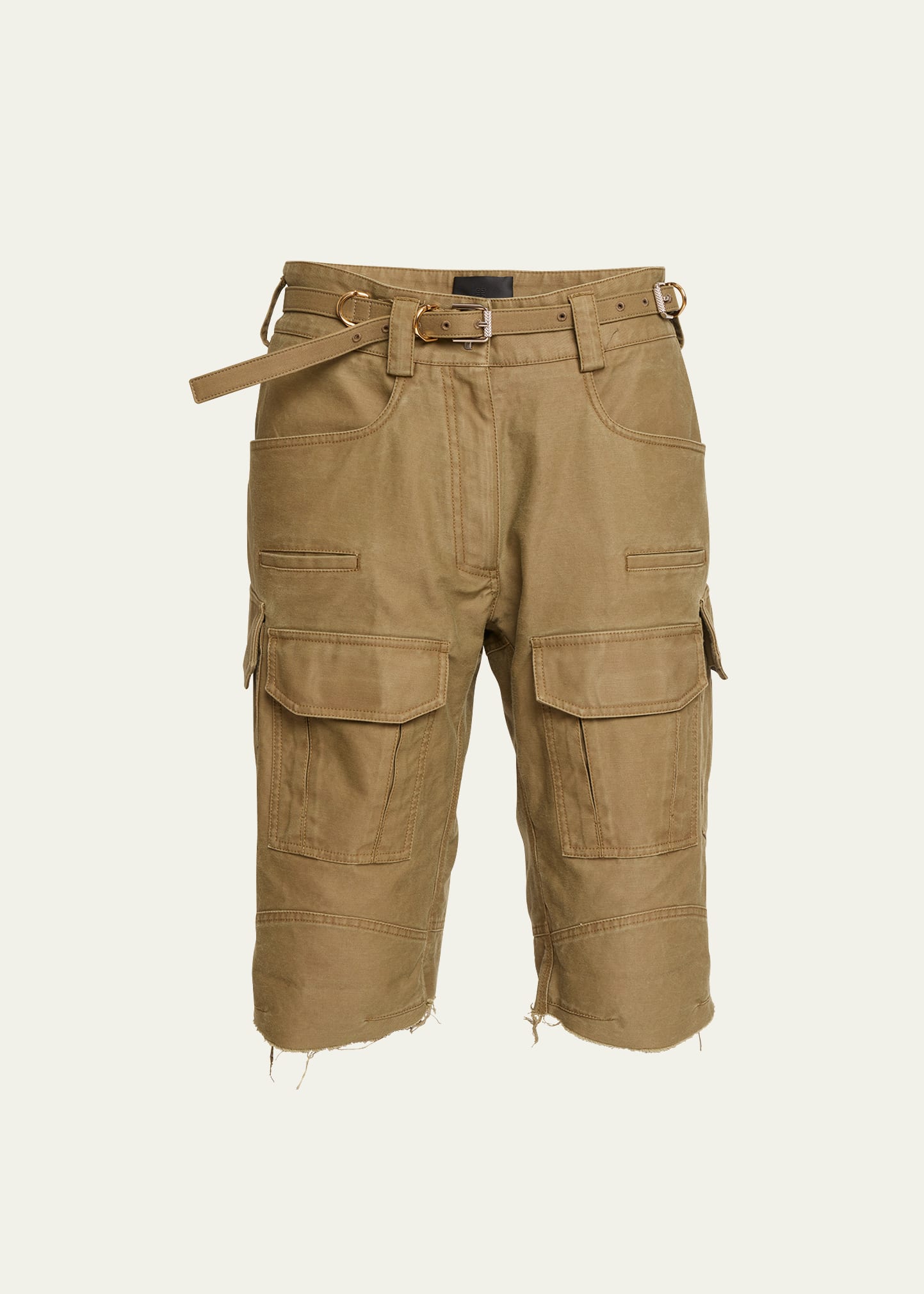 Belted Cargo-Style Bermuda Shorts