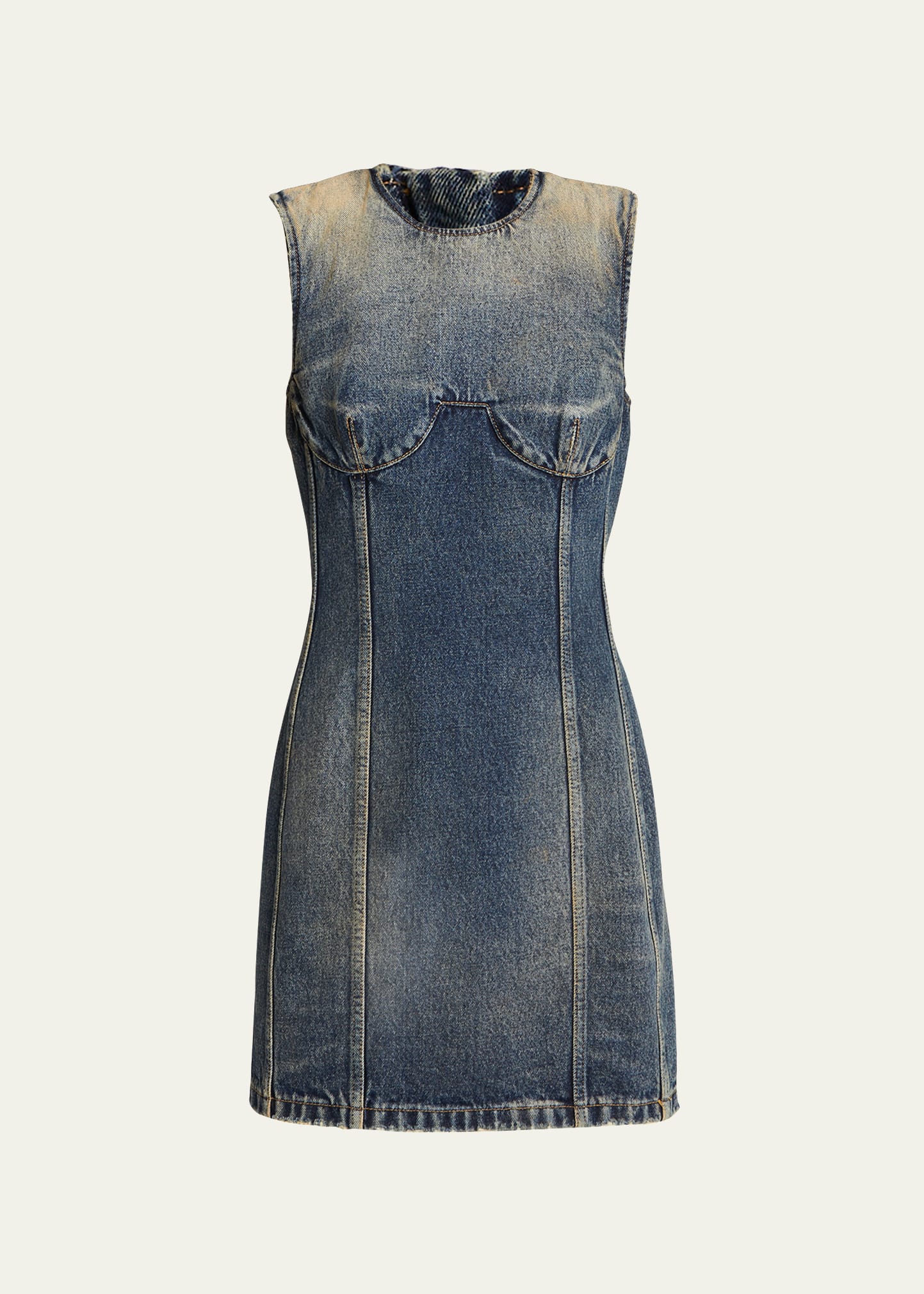 Givenchy Denim Mini Dress With Bra Detail Stitching In Military Blue