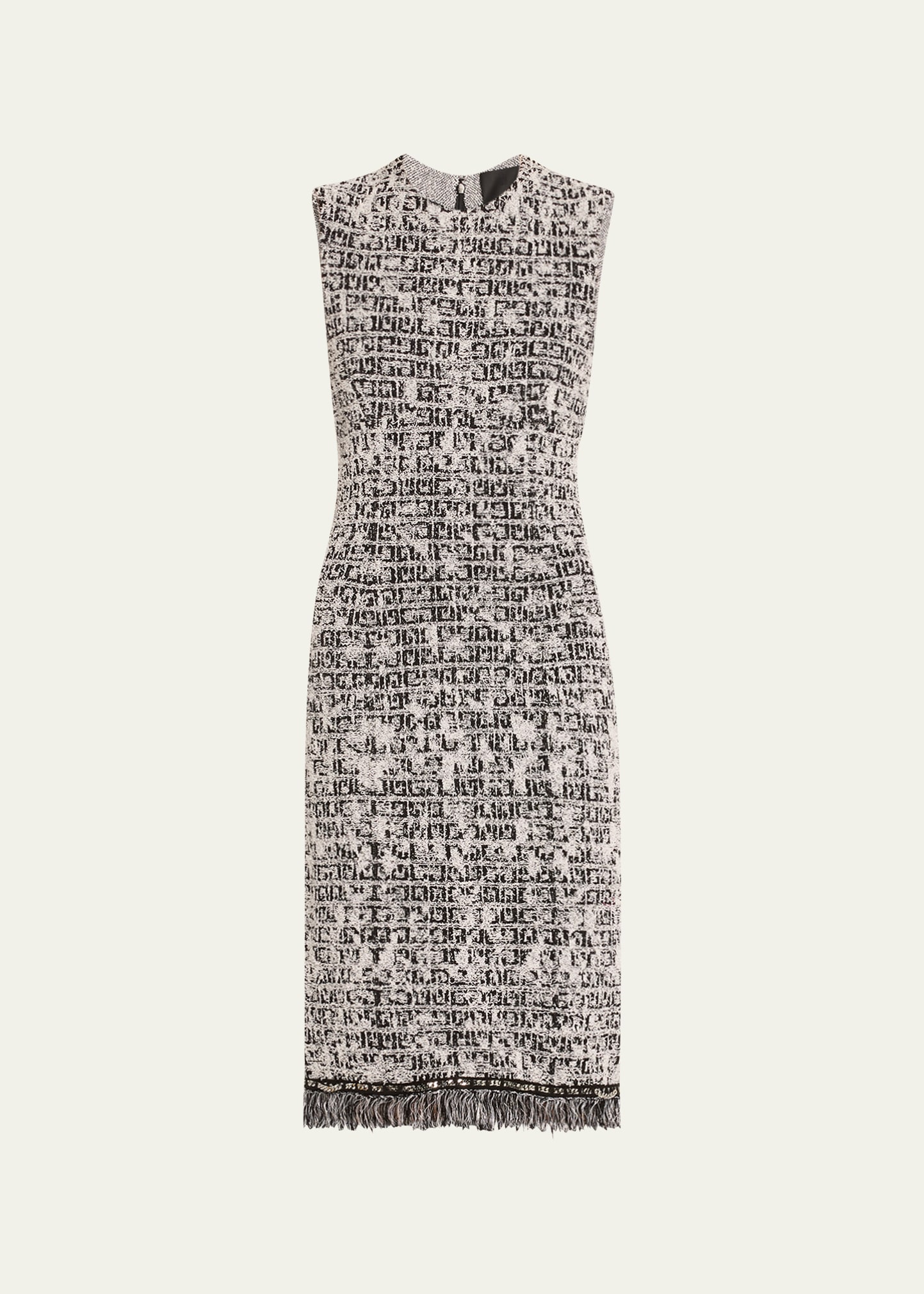 Givenchy Logo-print Tweed Midi Dress With Corset Seam Detail In Black White