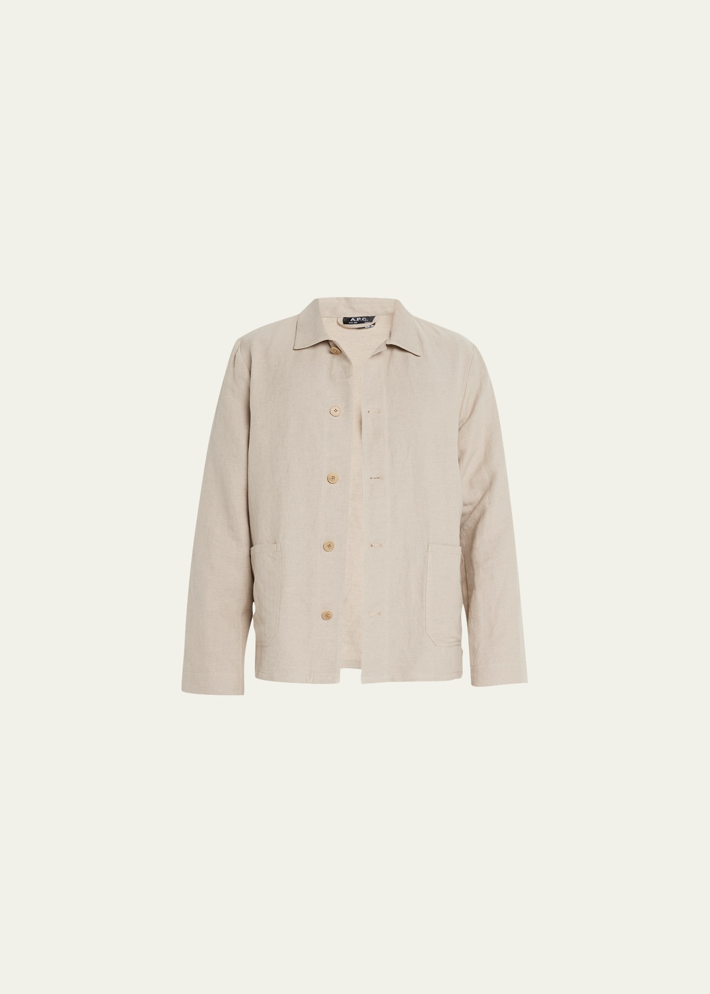 Apc Kerlouan Beige Jacket With Classic Collar And Front Button Closure In Cotton Man In Beige