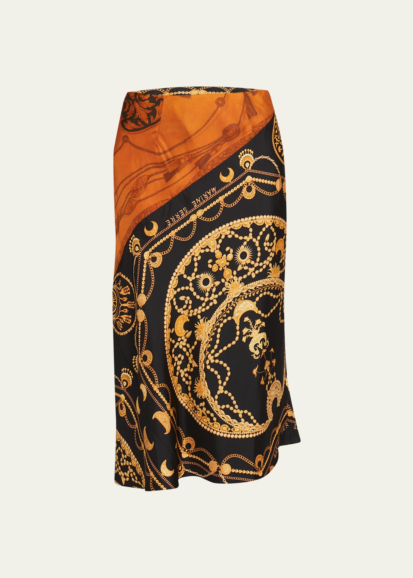 Marine Serre Printed Silk Satin Patchwork Midi Skirt In 00 Ornament Jewel