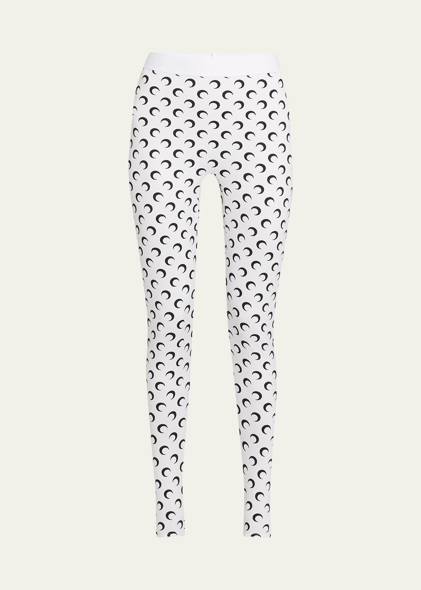 Marine Serre White Fuseaux Allover Moon Leggings In 01 All Over Moon