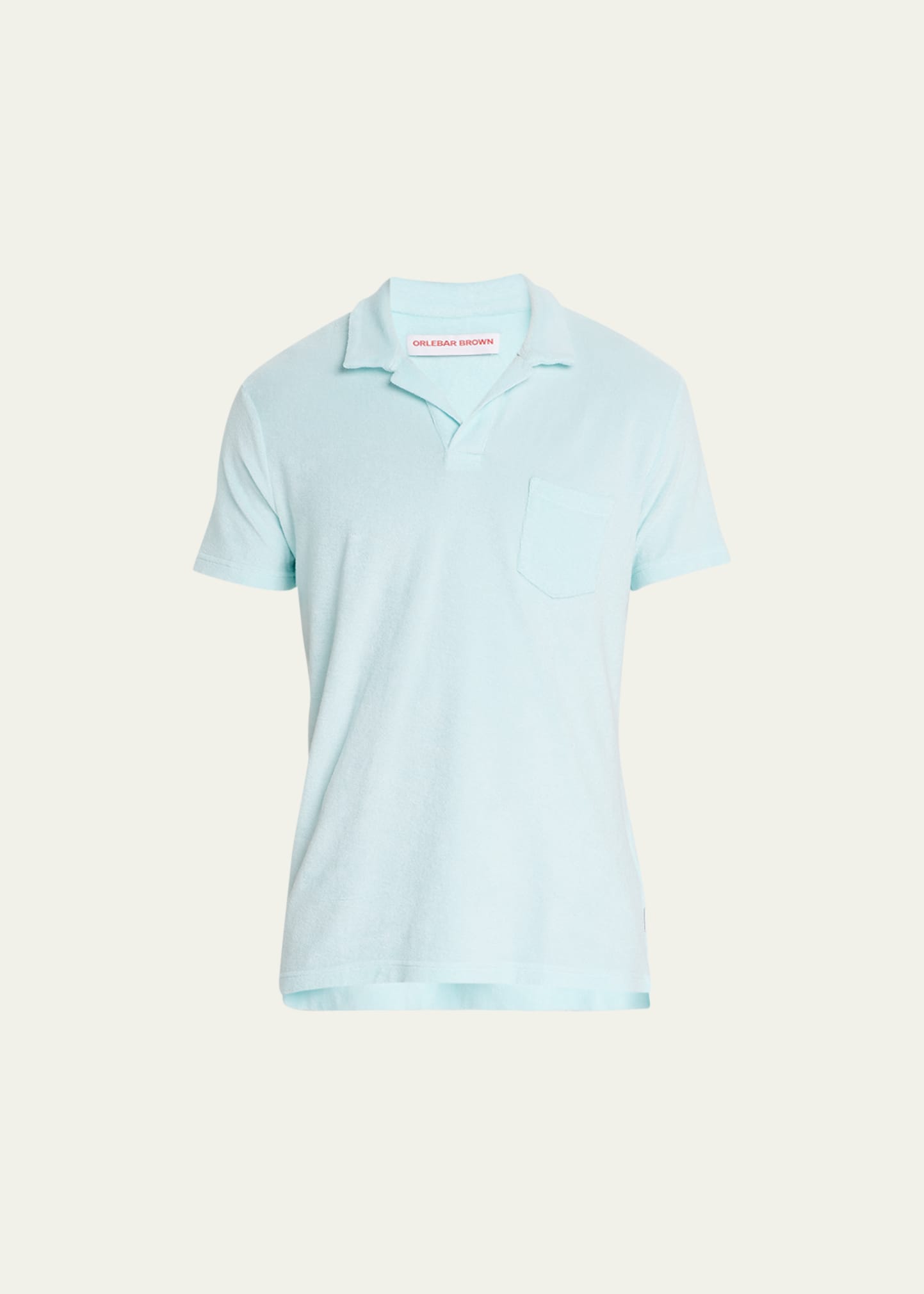 Shop Orlebar Brown Men's Terry Towelling Polo Shirt In Clear Sky