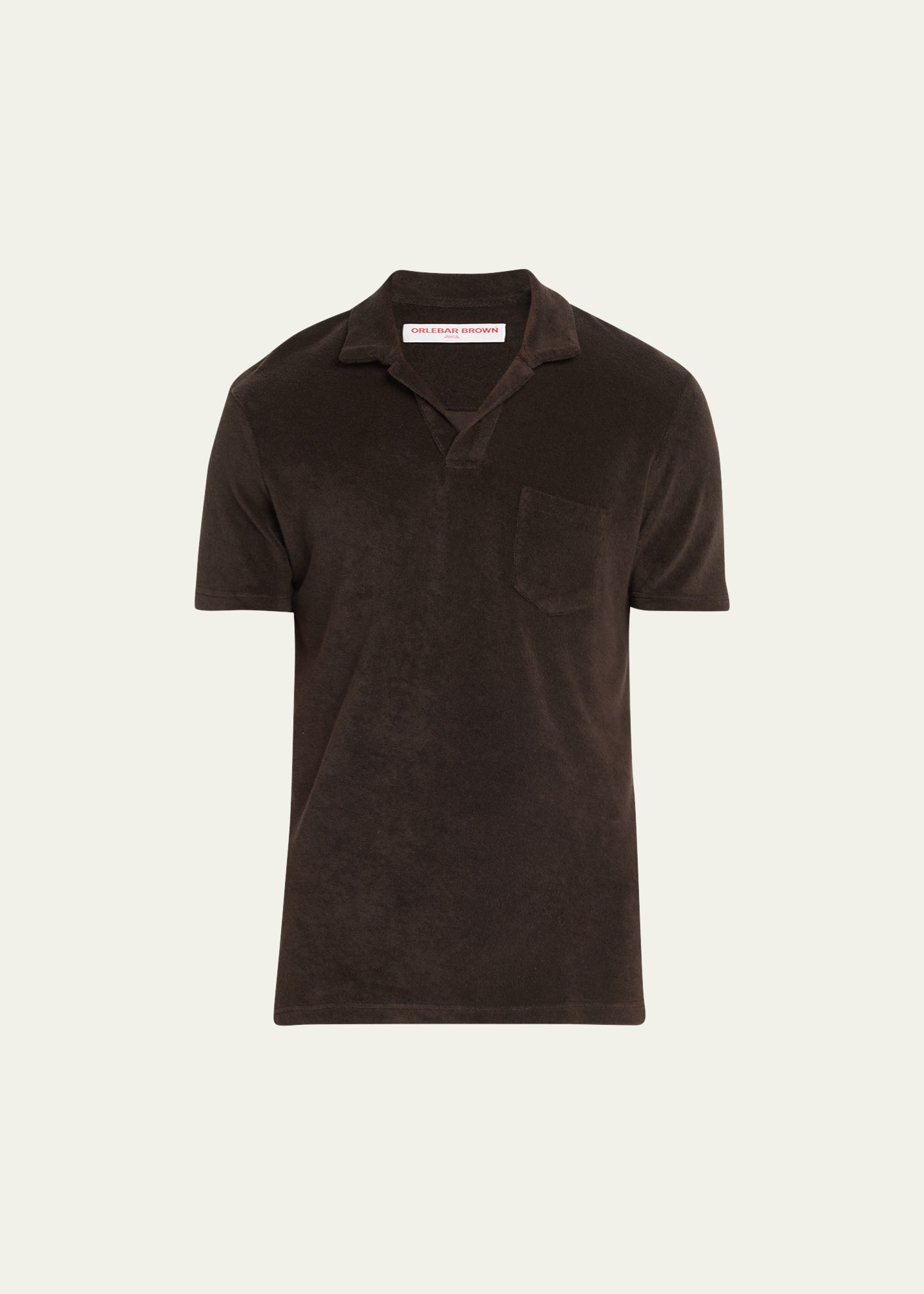 Orlebar Brown Men's Terry Towelling Polo Shirt In Truffle
