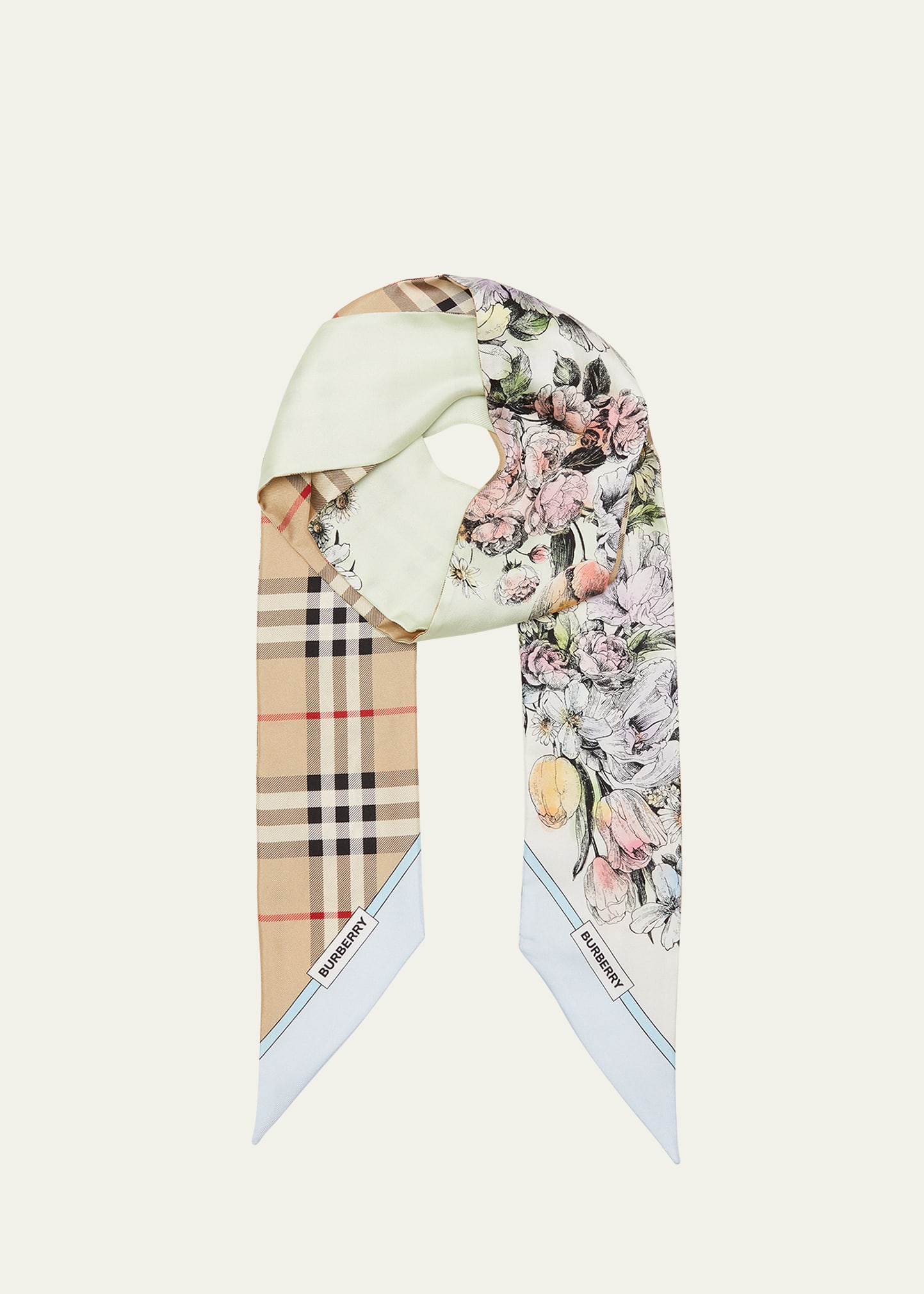 Burberry Montage Print Silk Skinny Scarf In Multicolour
