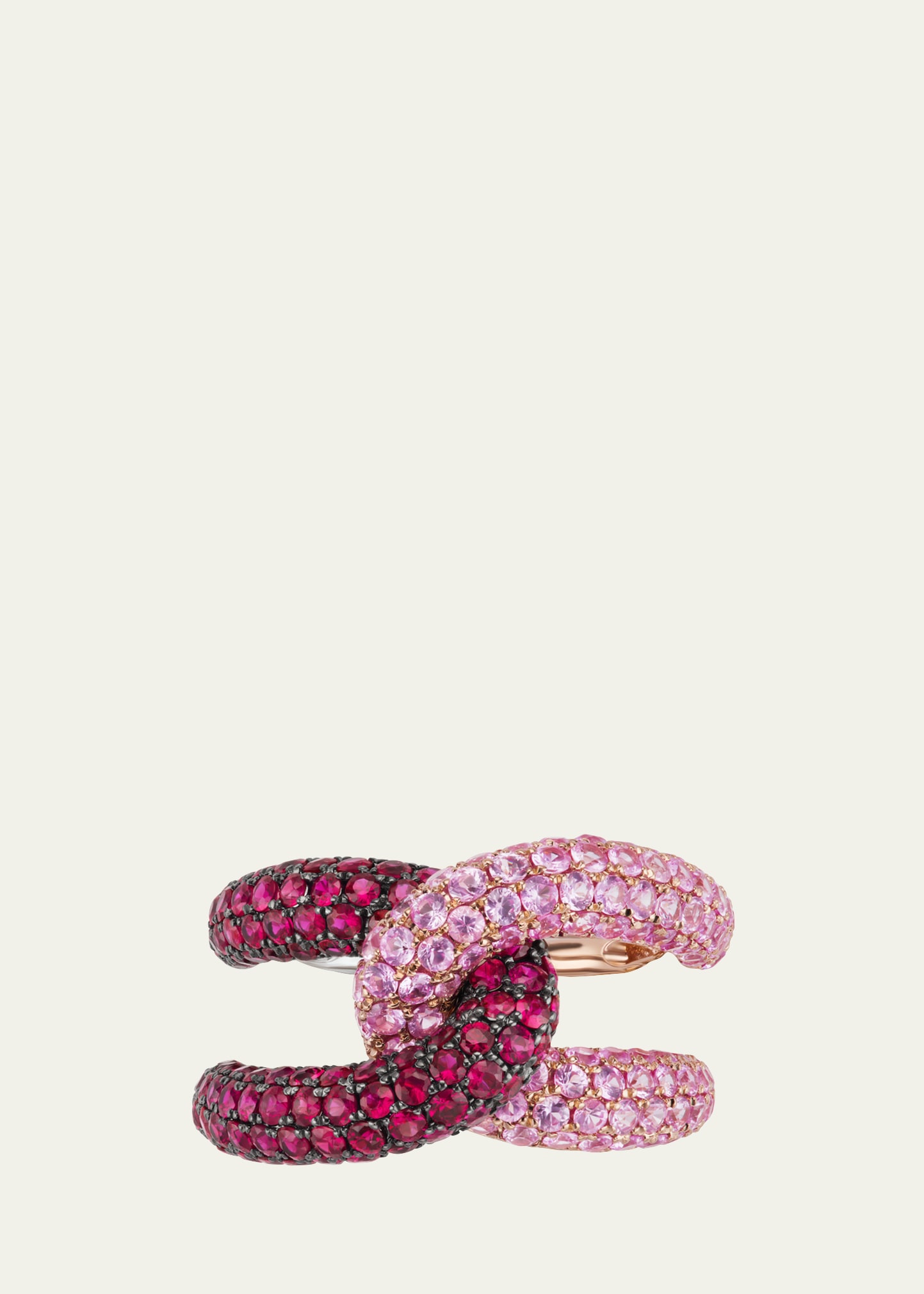 18k Gold Intertwin Ruby and Pink Sapphire Ring