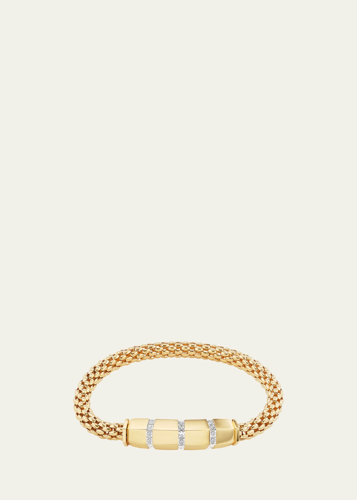 Stella Bar Bracelet in Yellow Gold with Diamonds, Size M