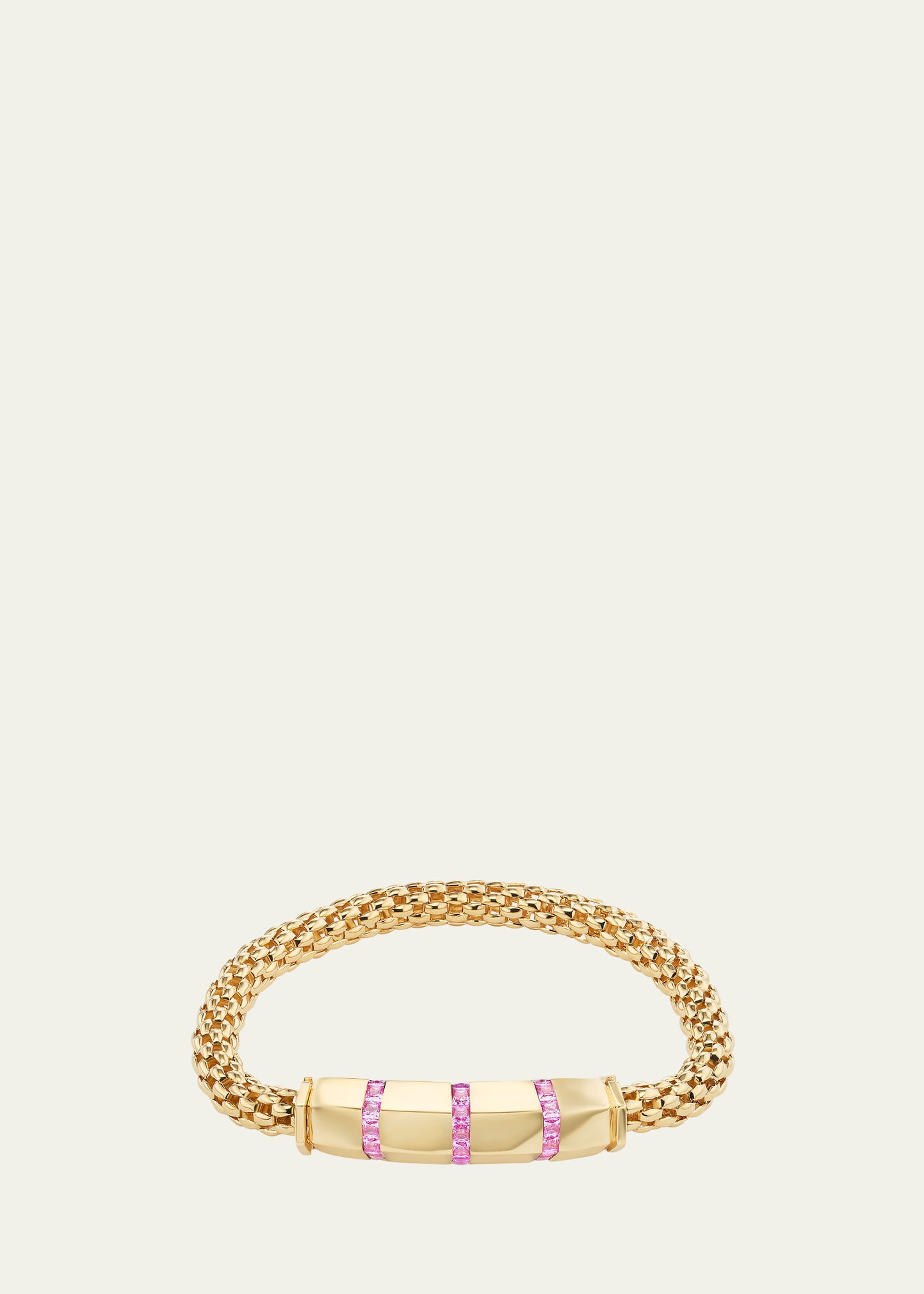 Stella Bar Bracelet in Yellow Gold with Pink Sapphire, Size S