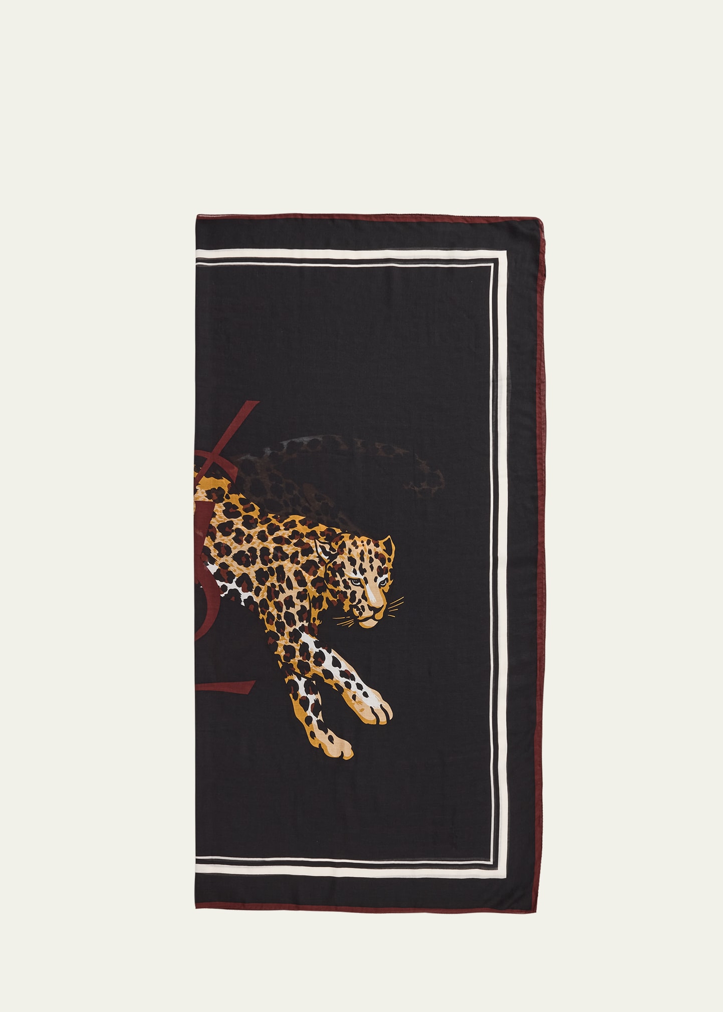 Shop Saint Laurent Leopard Cashmere-blend Square Scarf In 1068 Black Multic