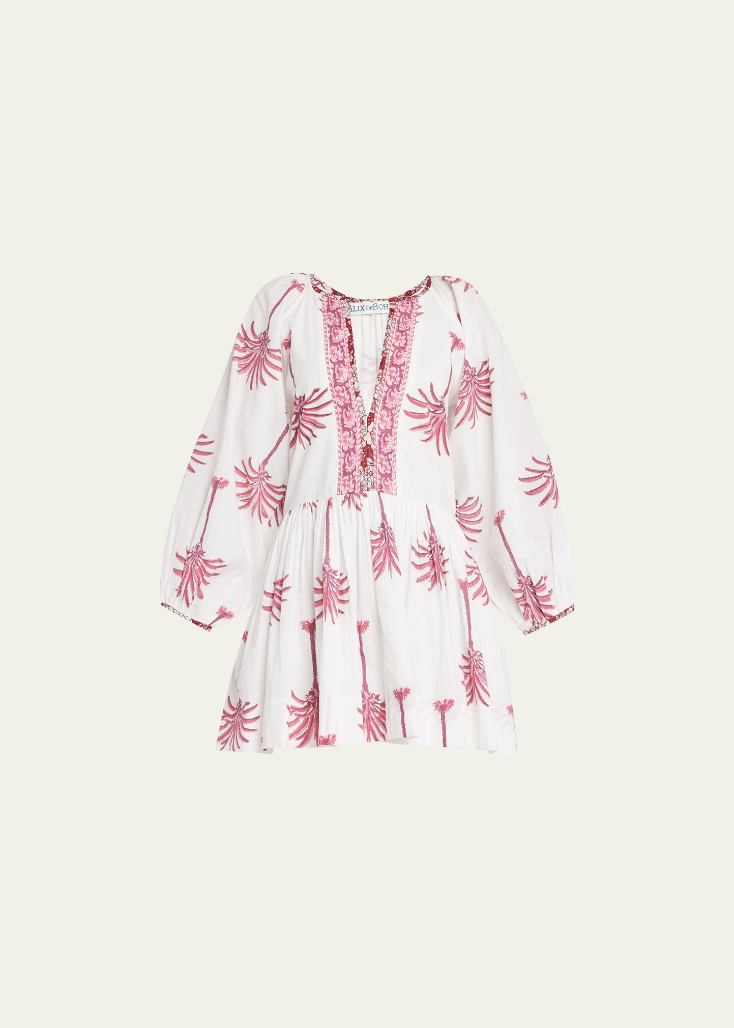 Alix Of Bohemia Sula Pink Palm Mini Dress In Sangria ModeSens