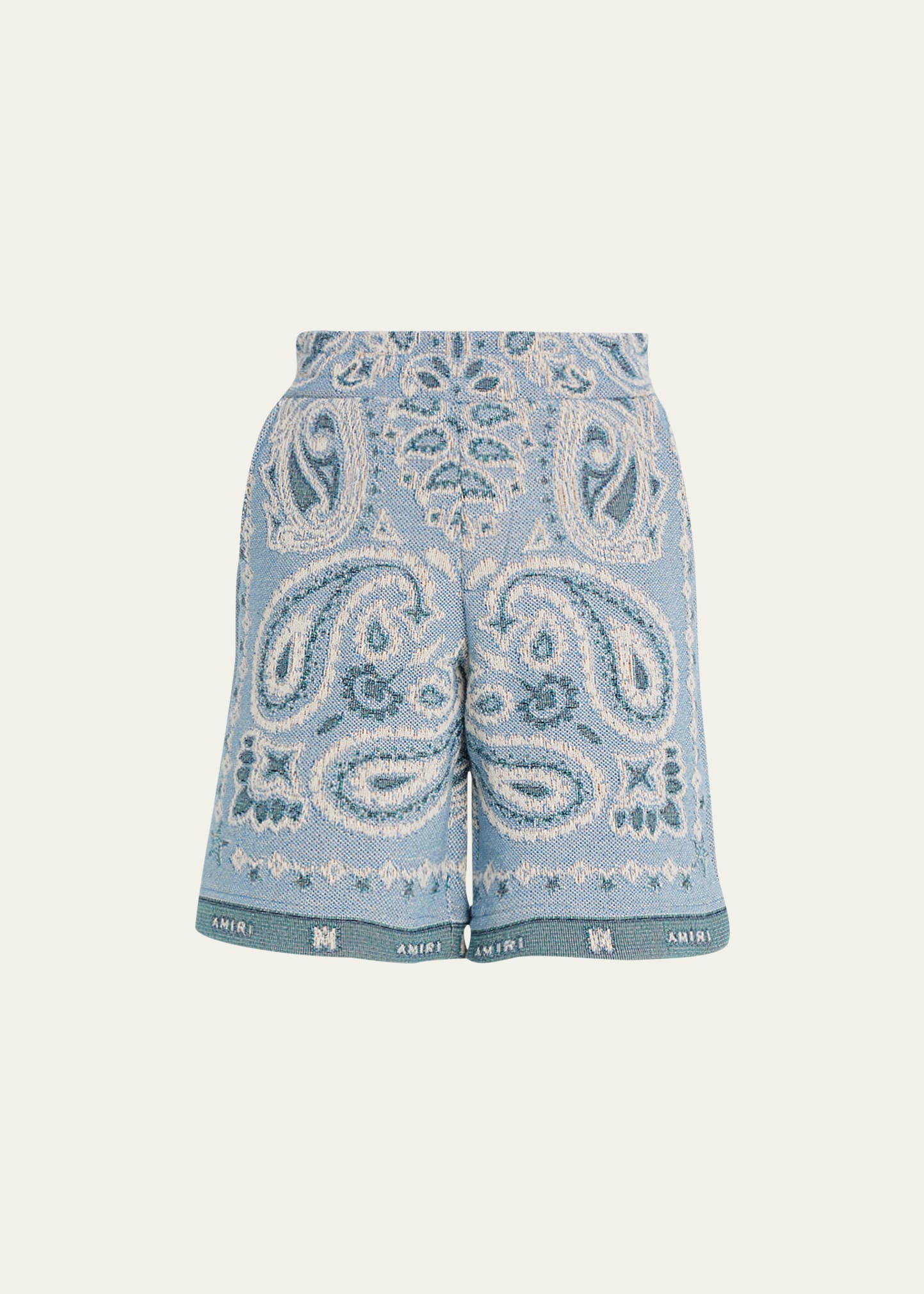 Amiri Men's Bandana Tapestry Wide-leg Shorts In Blue