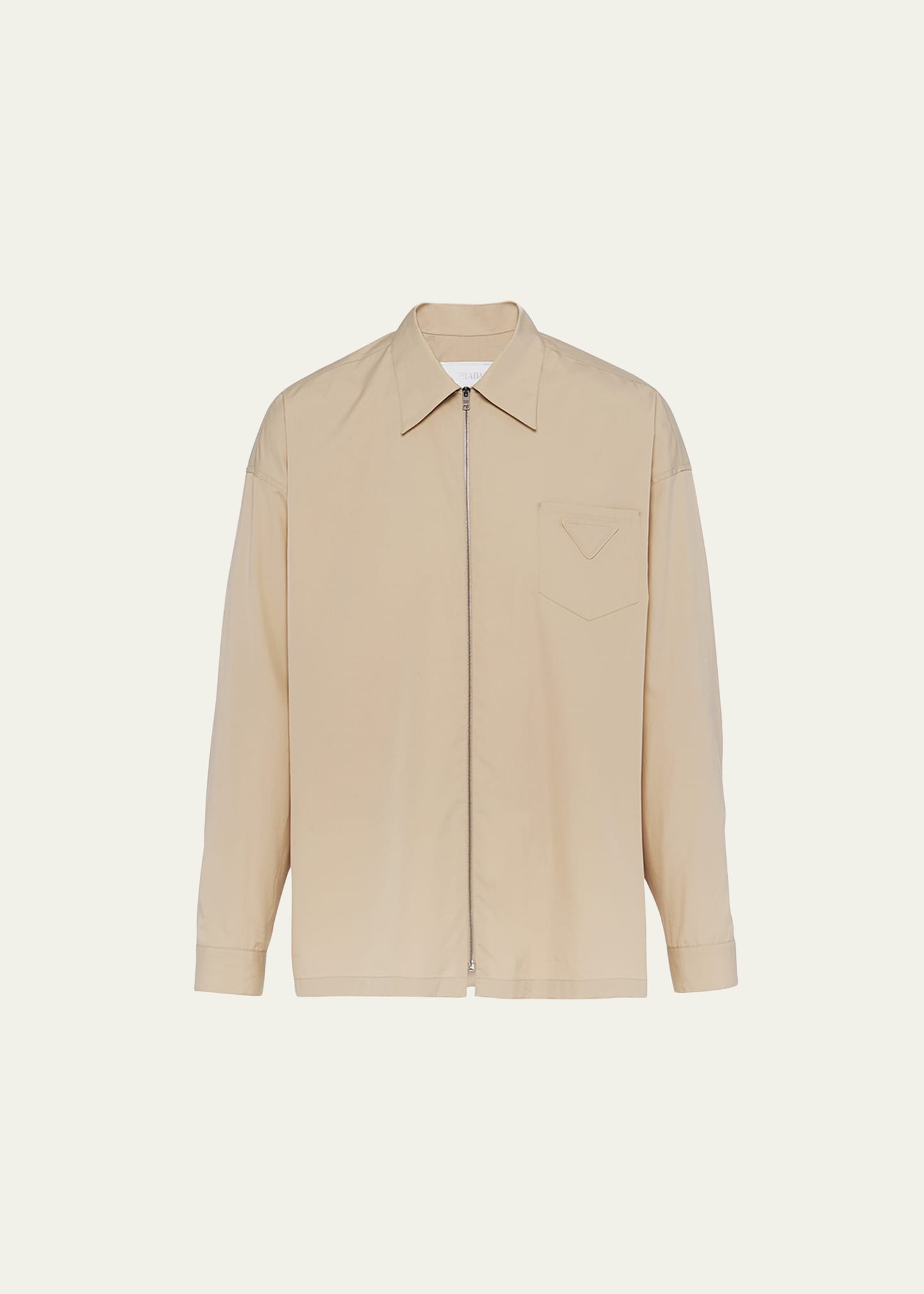 Prada Cotton Shirt With Zipper In Beige | ModeSens