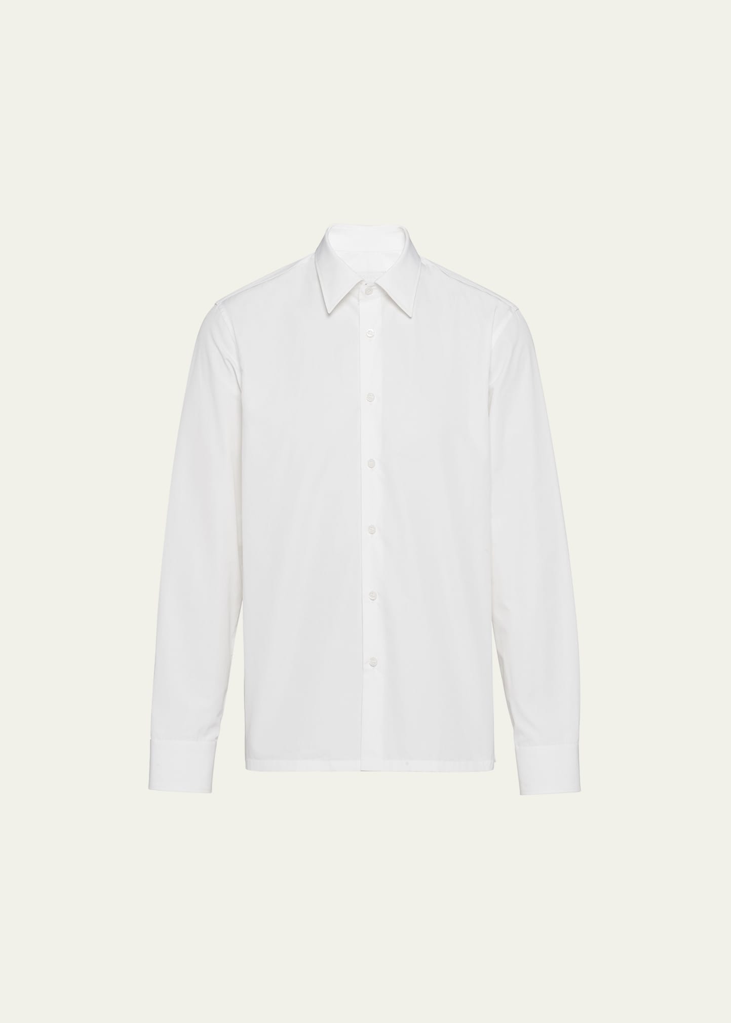 Prada Men's Poplin Sport Shirt In Bianco