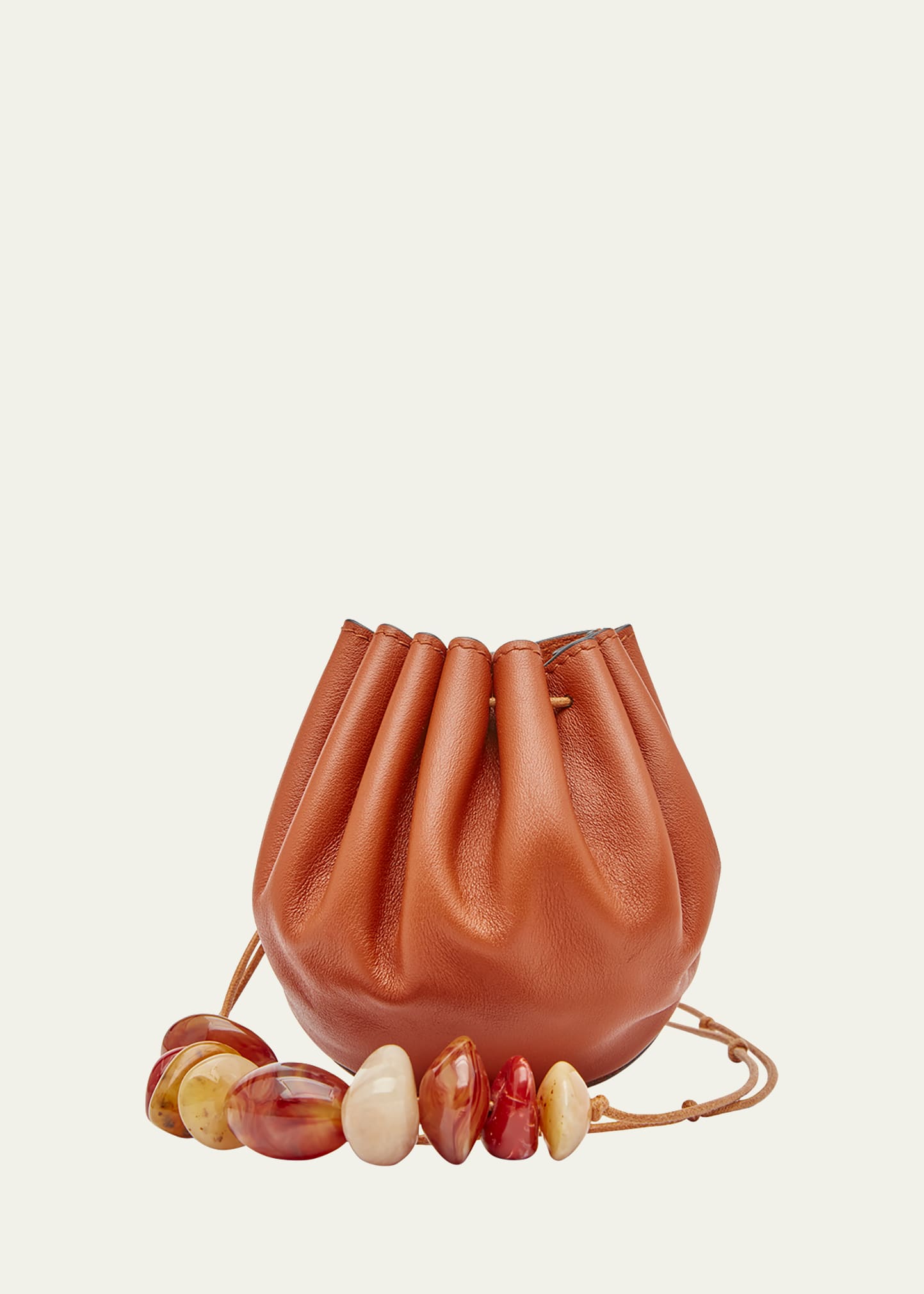 Ulla Johnson Paloma Ruched Pouchette Beaded Bucket Bag In Sierra