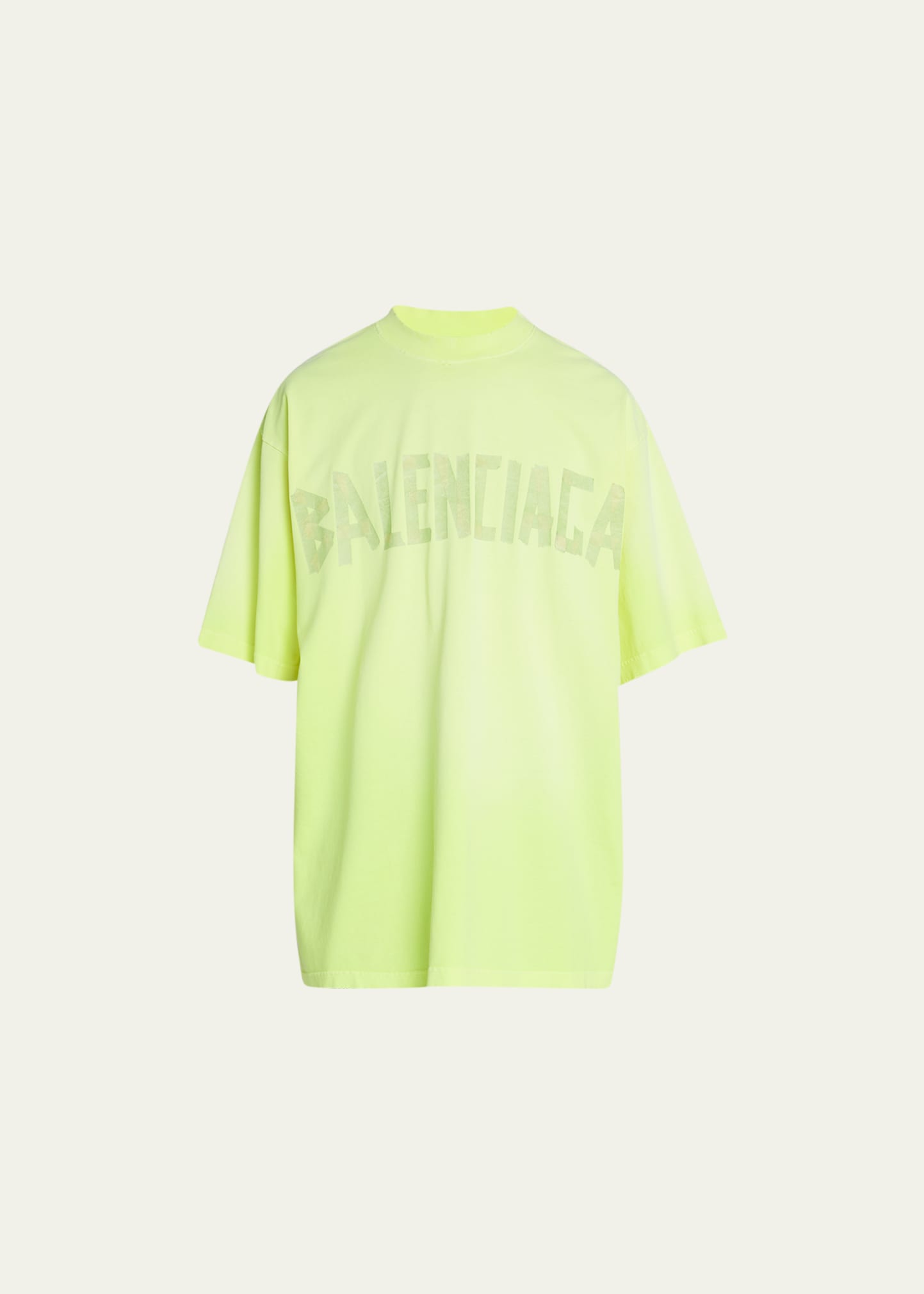 Balenciaga Men's Masking Tape Logo T-shirt In Yellow