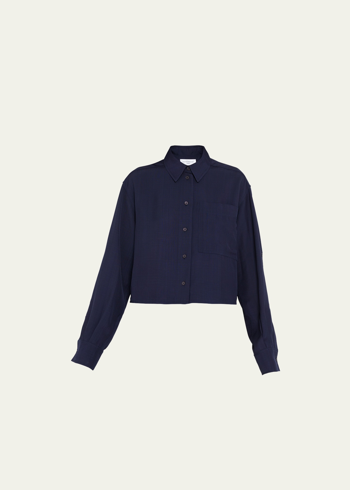 VICTORIA BECKHAM CROPPED BUTTON-FRONT SHIRT WITH BUTTON SLEEVES