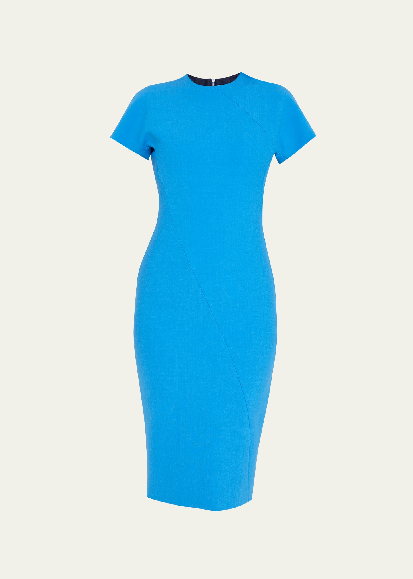 Victoria Beckham Spiral Seam Short-sleeve Midi T-shirt Dress In Blue ...