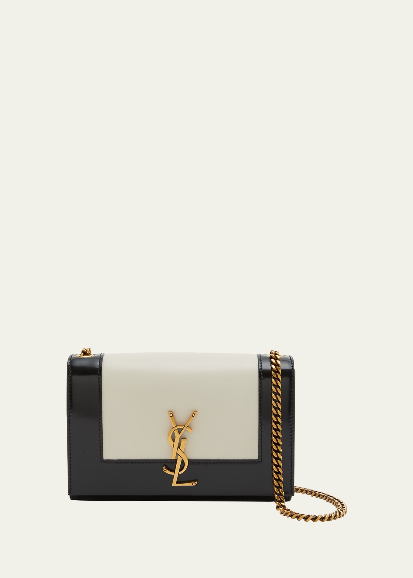 Shop Saint Laurent Kate Small Ysl Crossbody Bag In Smooth Leather In Black/white