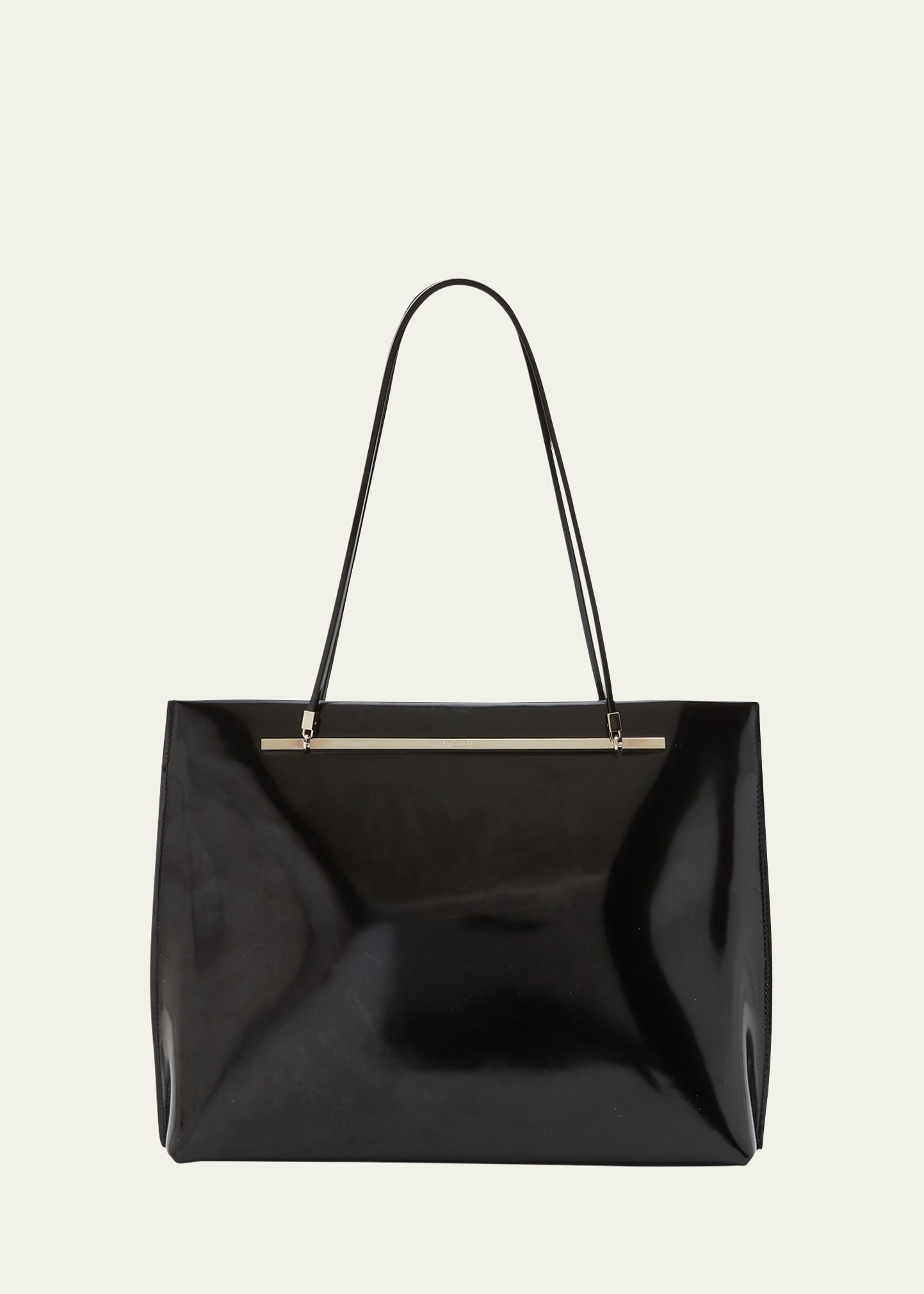 Shop Saint Laurent Suzanne Shopping Tote Bag In Patent Leather In Black