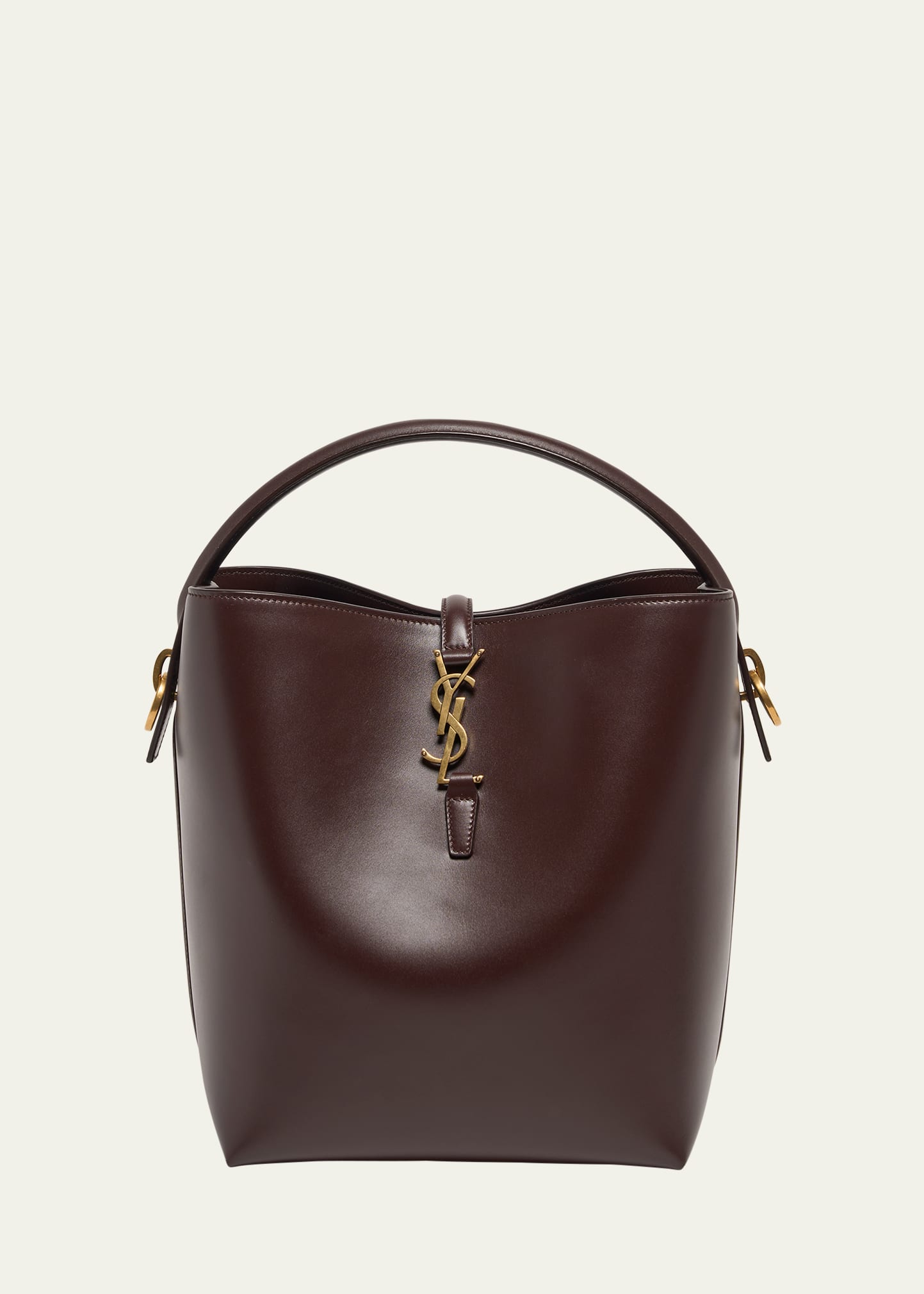 Saint Laurent Le 37 Ysl Bucket Bag In Smooth Leather In Dark Sweet Choco