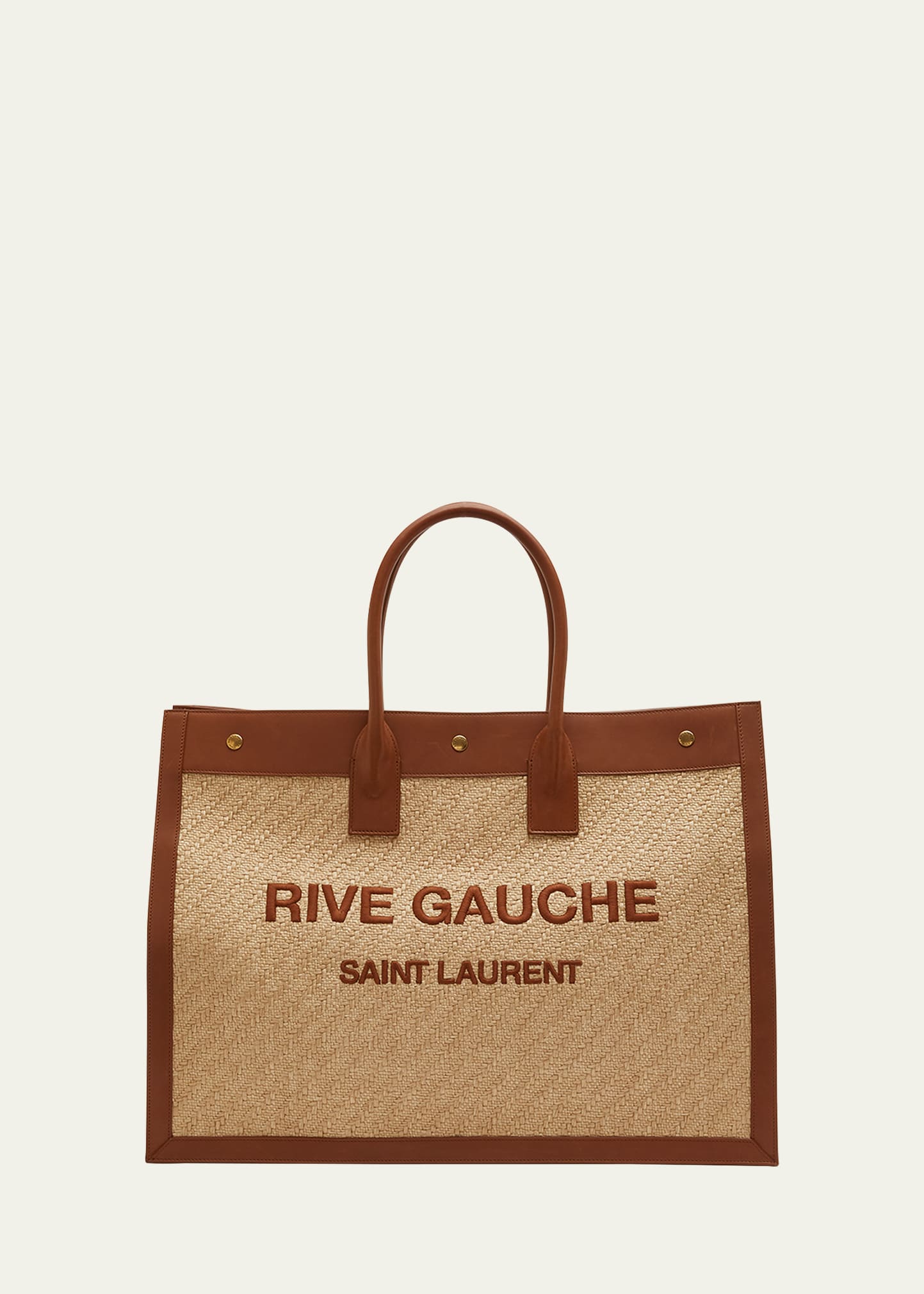 Saint Laurent Rive Gauche Large Raffia Tote Bag In Natural Sand Bric