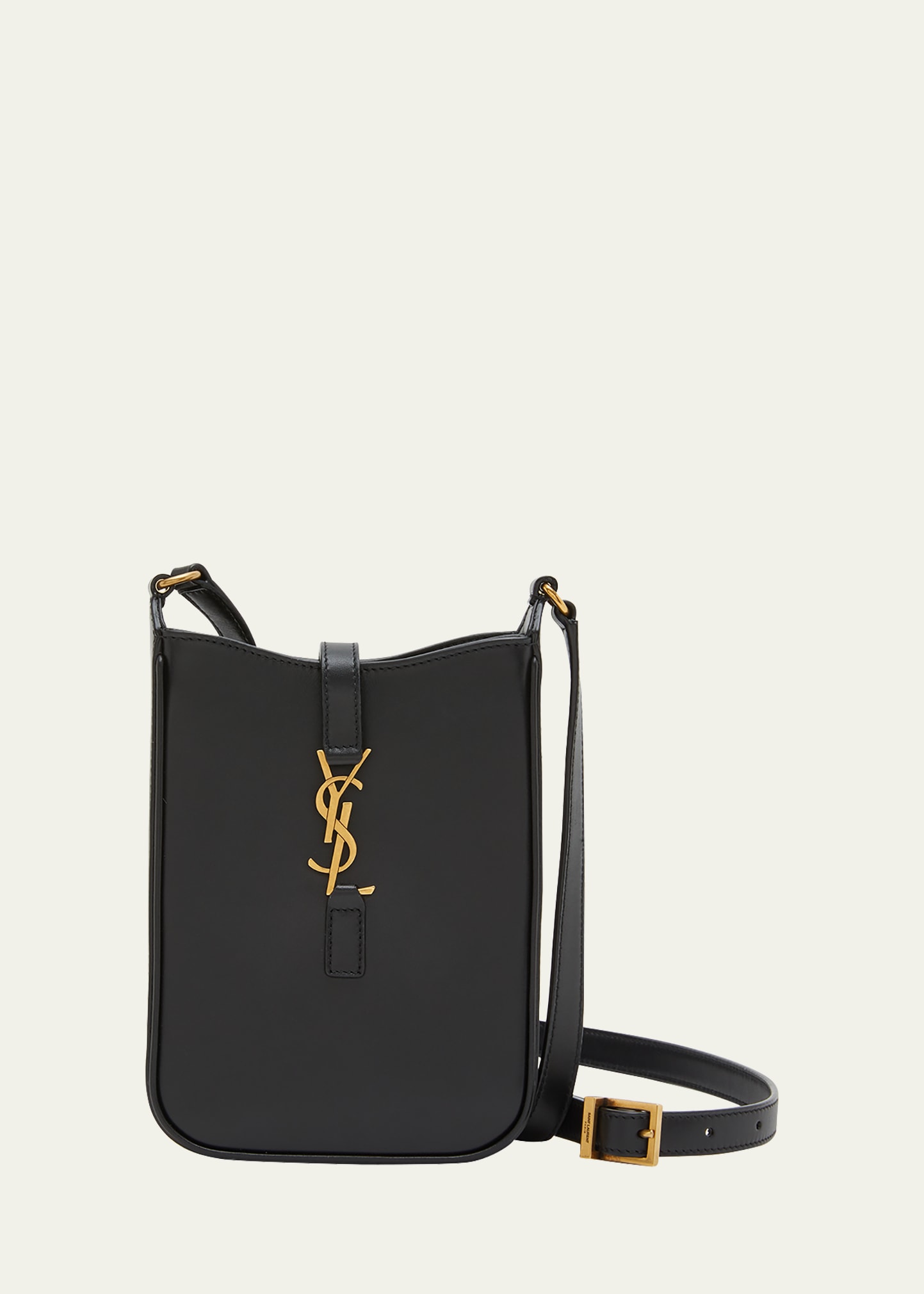 Saint Laurent Le 5 A 7 Mini Ysl Vertical Bucket Bag In Smooth Leather In Black