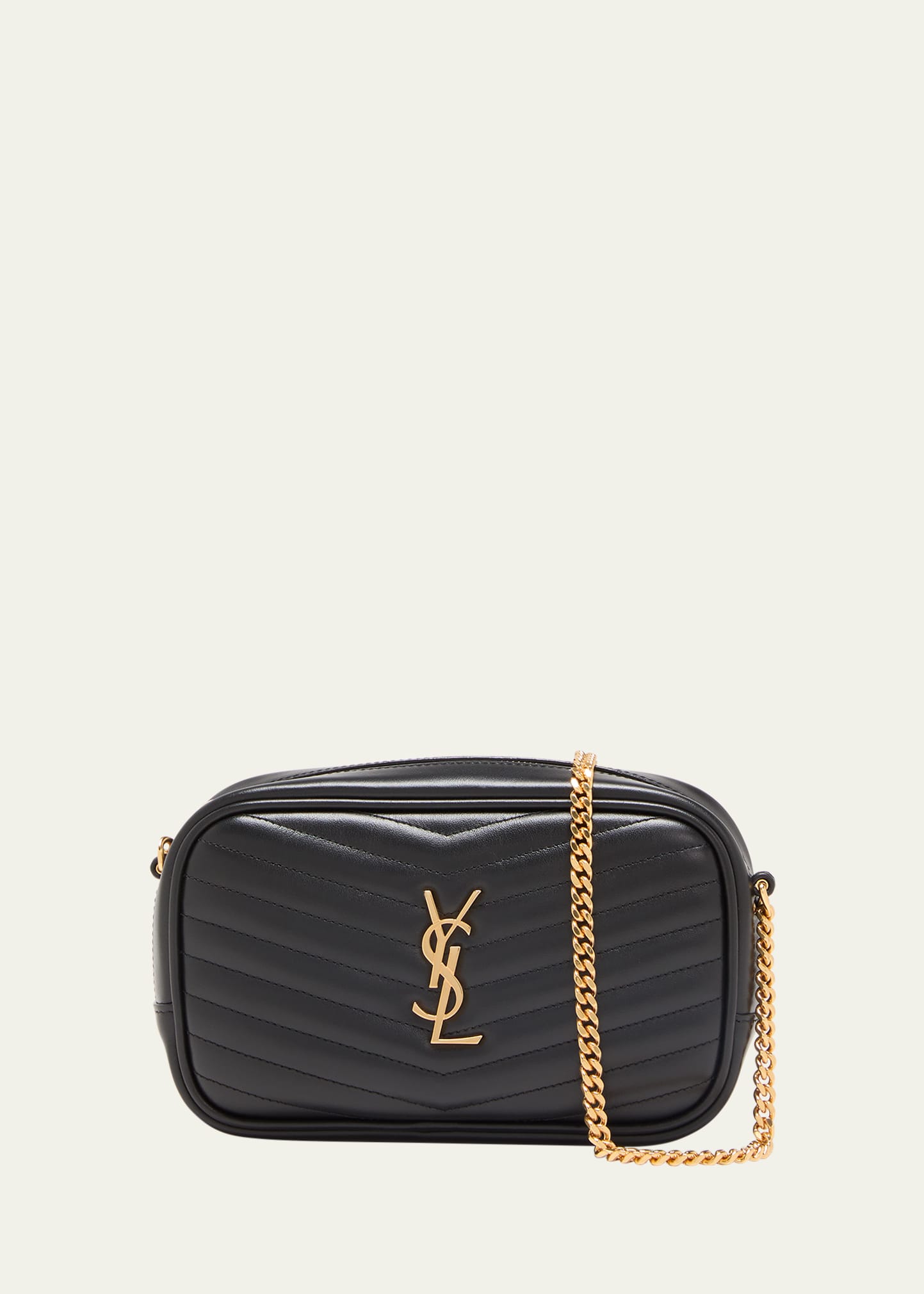 SAINT LAURENT LOU MINI YSL CAMERA BAG IN SMOOTH QUILTED LEATHER