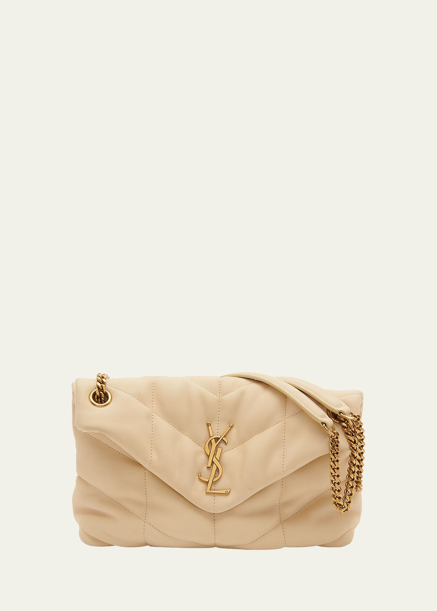 Saint Laurent Loulou Small Nubuck Leather Flap-top Shoulder Bag In Off White