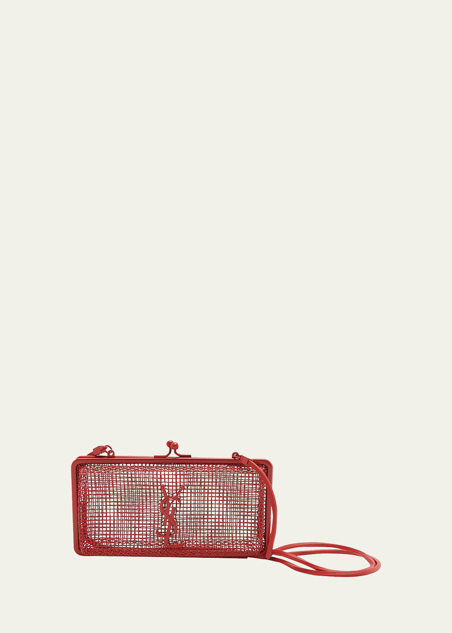 Saint Laurent Ysl Caged Glass Strass Crossbody Bag In Red