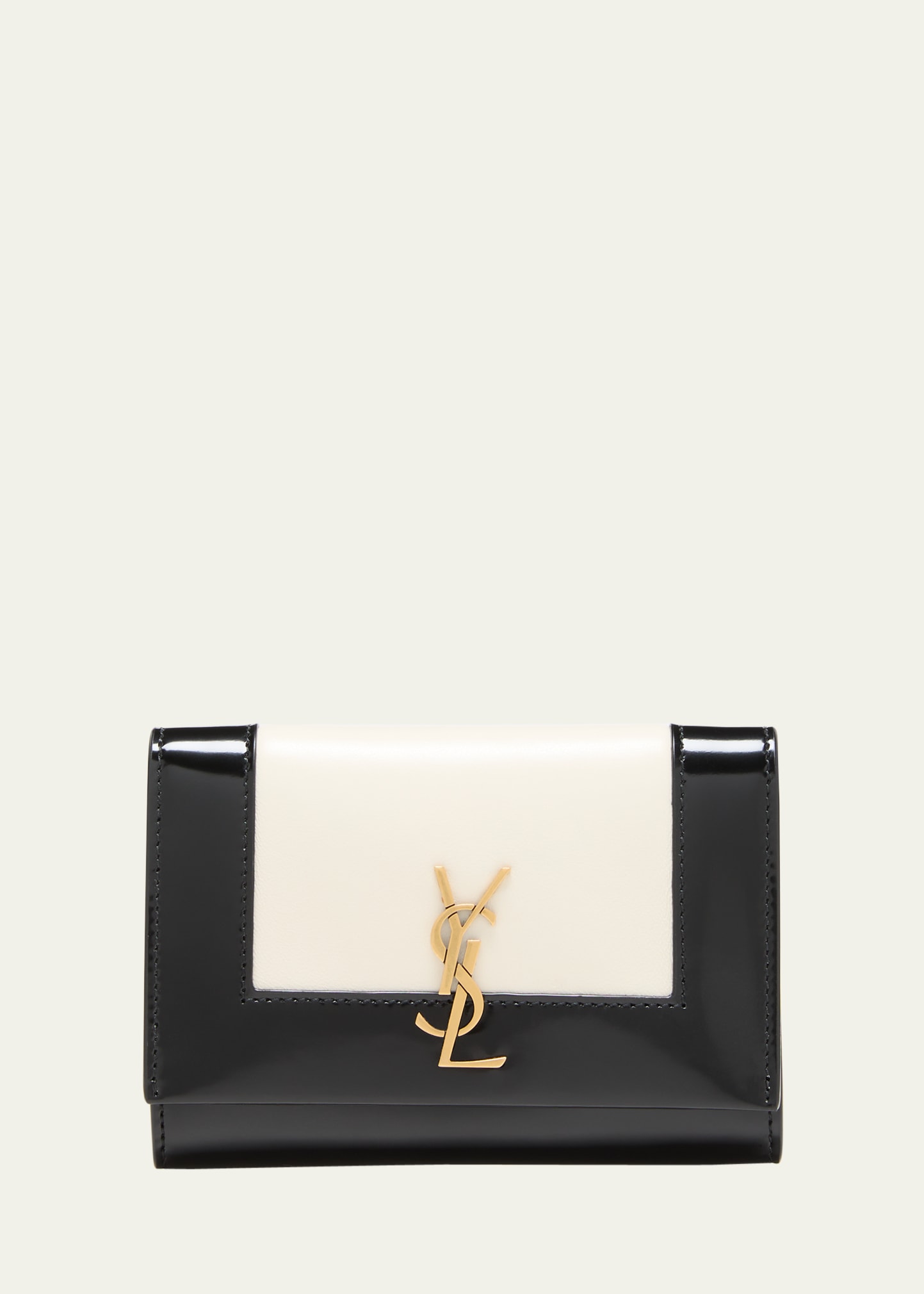 Saint Laurent Cassandra Small Ysl Patent Leather Wallet In 9299 Off White N