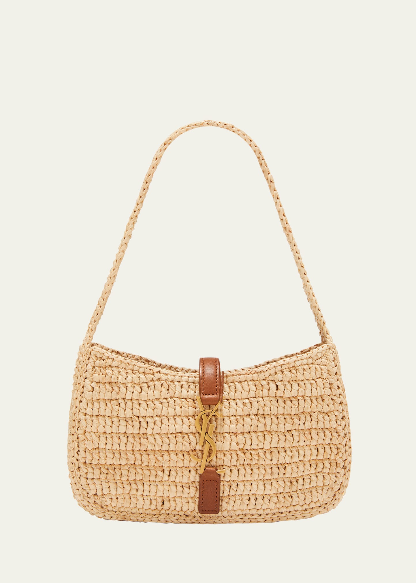 Saint Laurent Le 5 A 7 Mini Raffia Hobo Bag In Naturale/brick | ModeSens