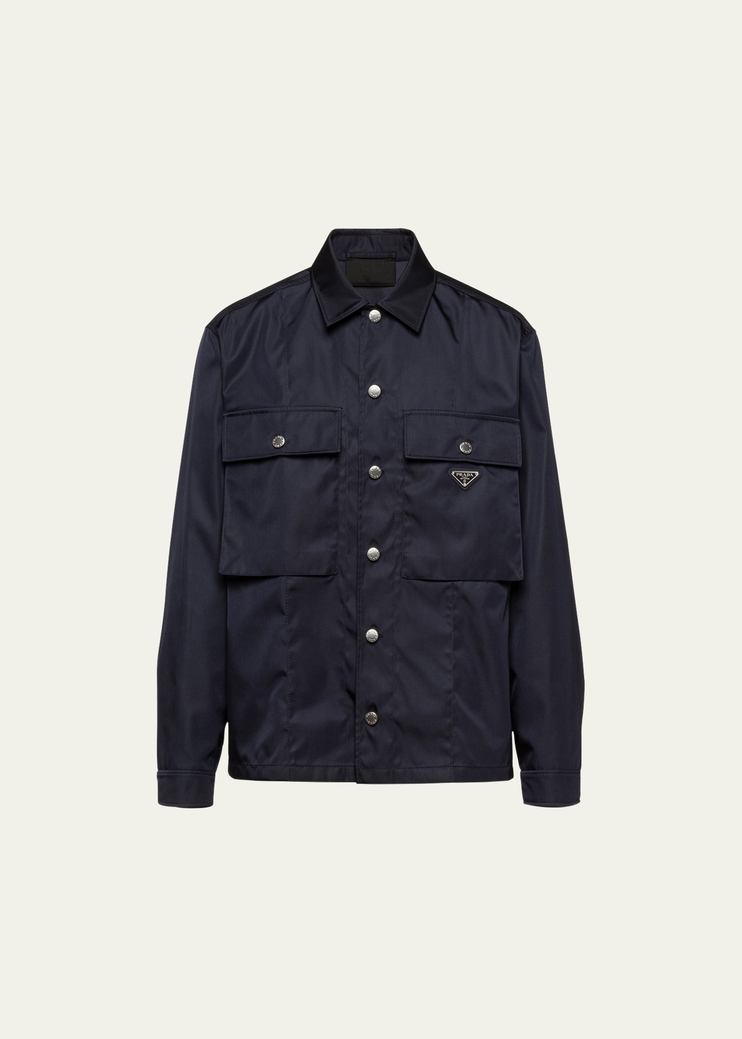 Shop Prada Men's Nylon Blouson Jacket In Blu