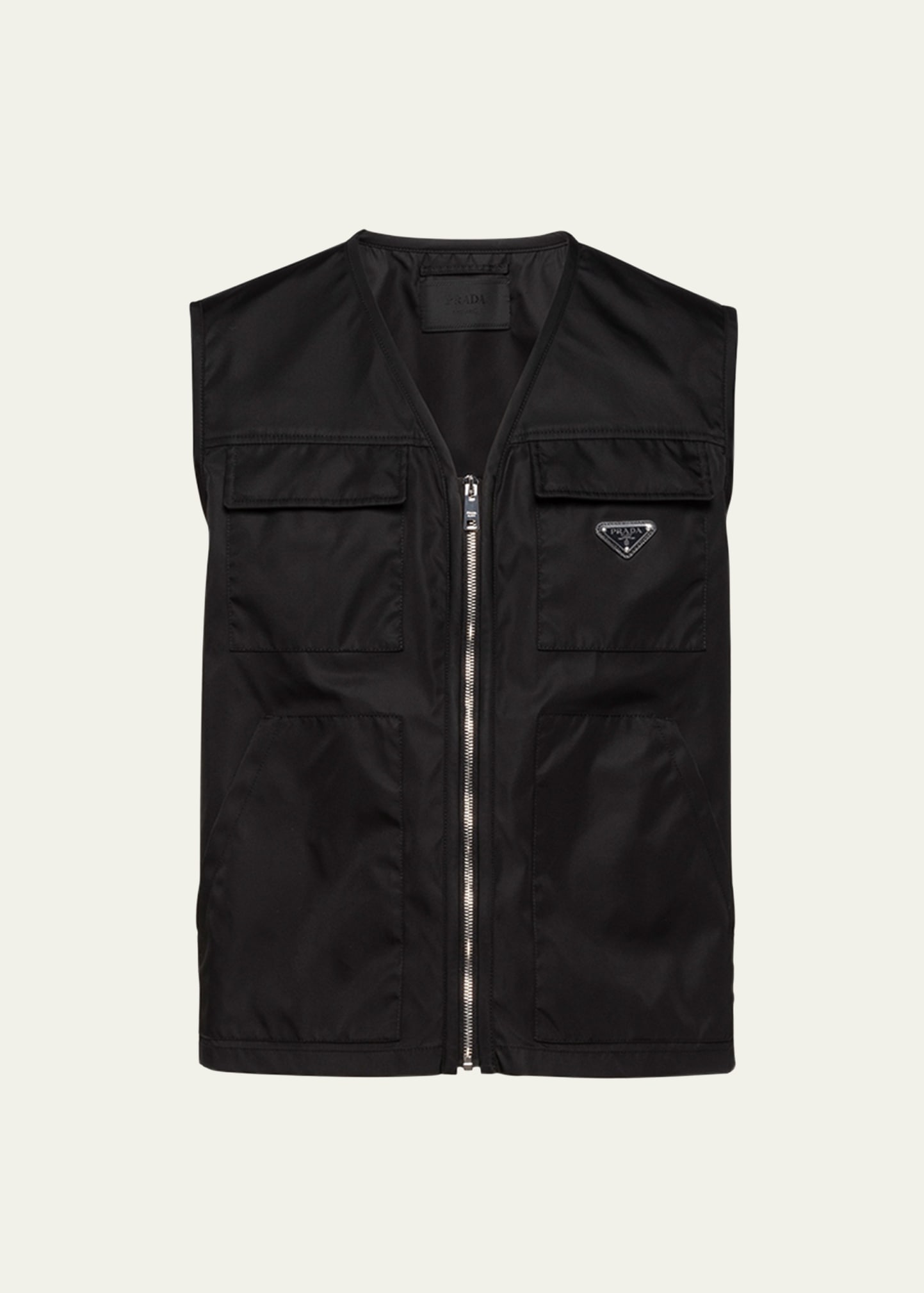 Prada Mens Black Re-nylon Brand-plaque Nylon Vest In Nero