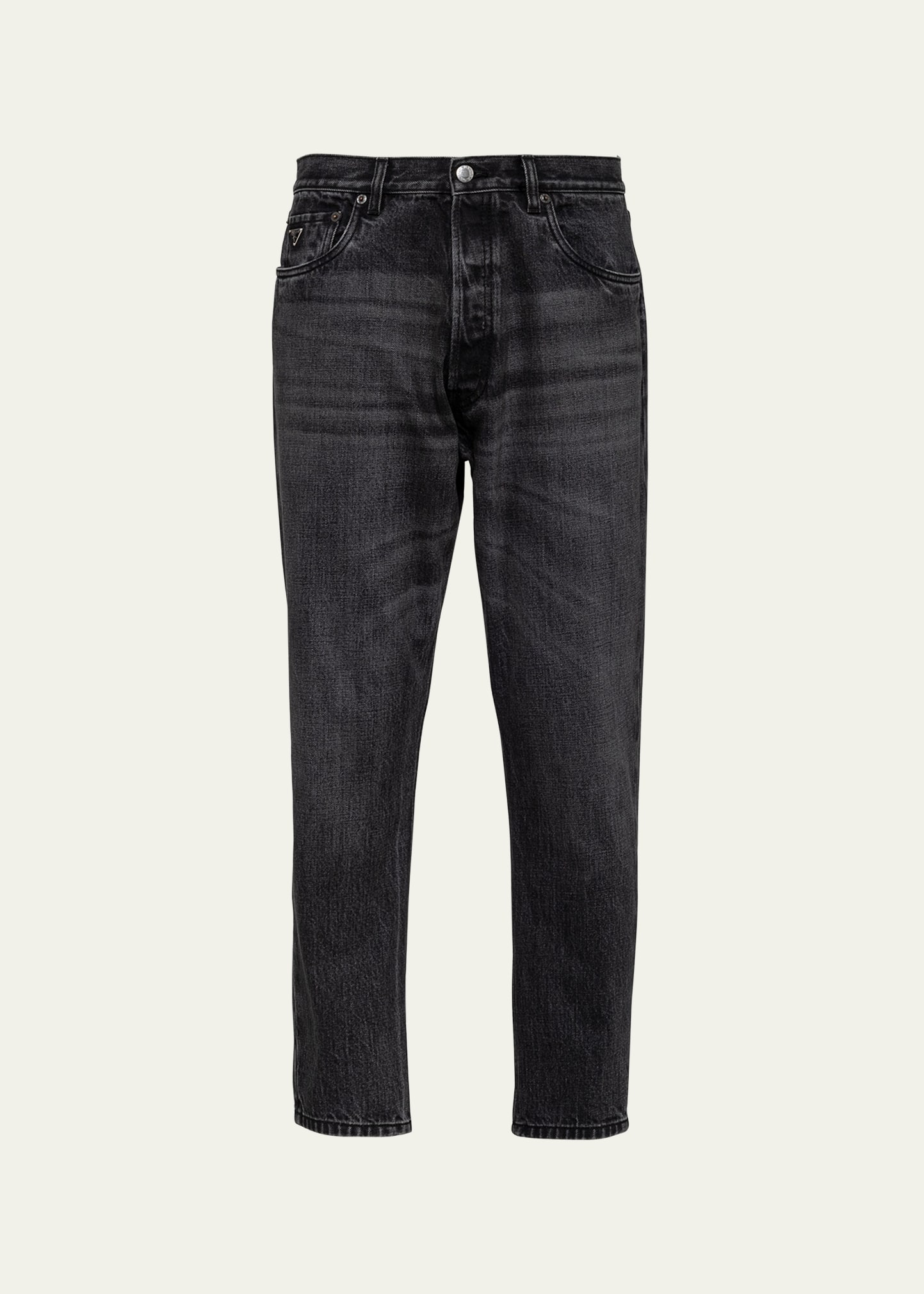Shop Prada Men's Straight-leg Jeans In Black