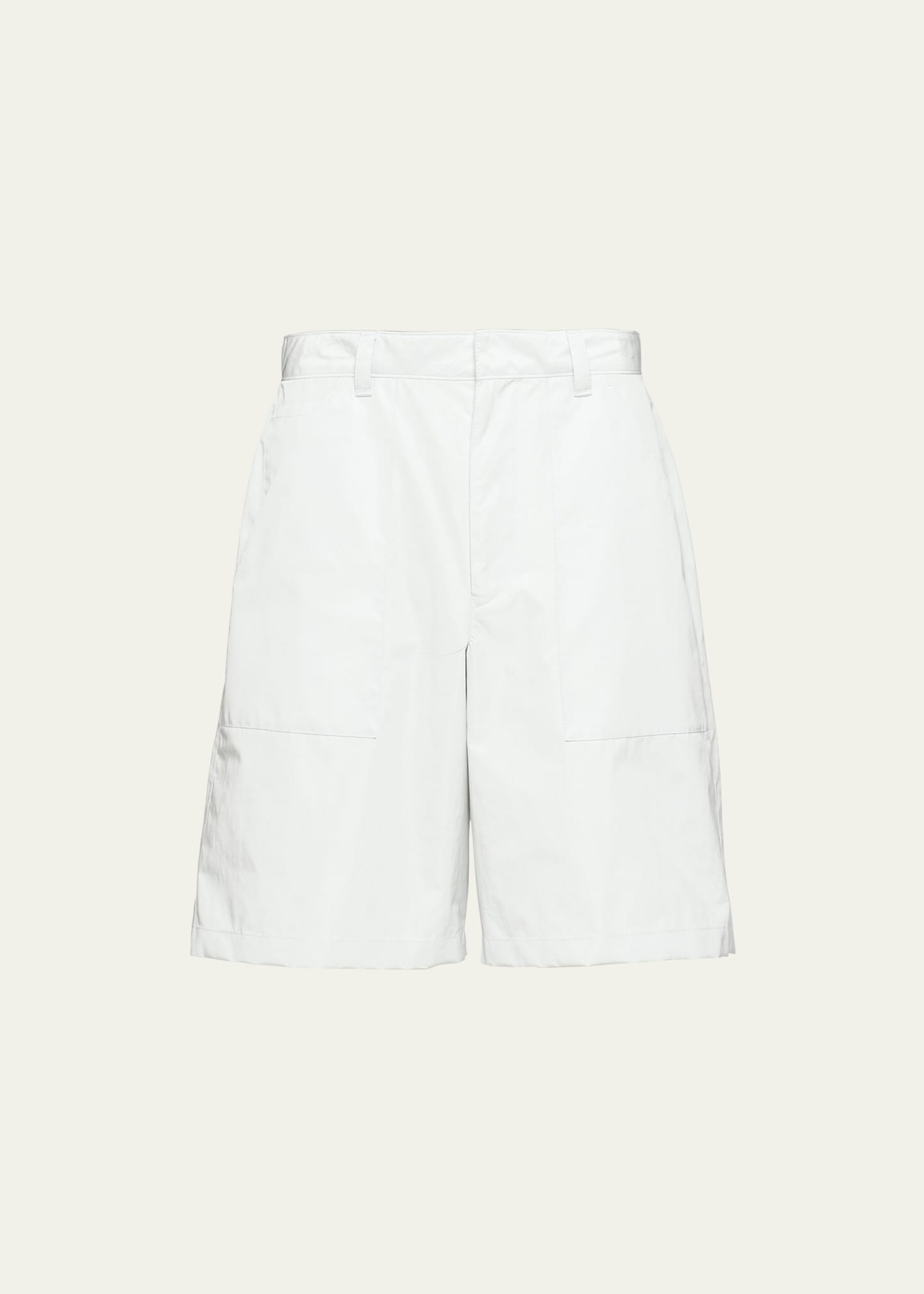 Shop Prada Men's Nylon Bermuda Shorts In Bianco