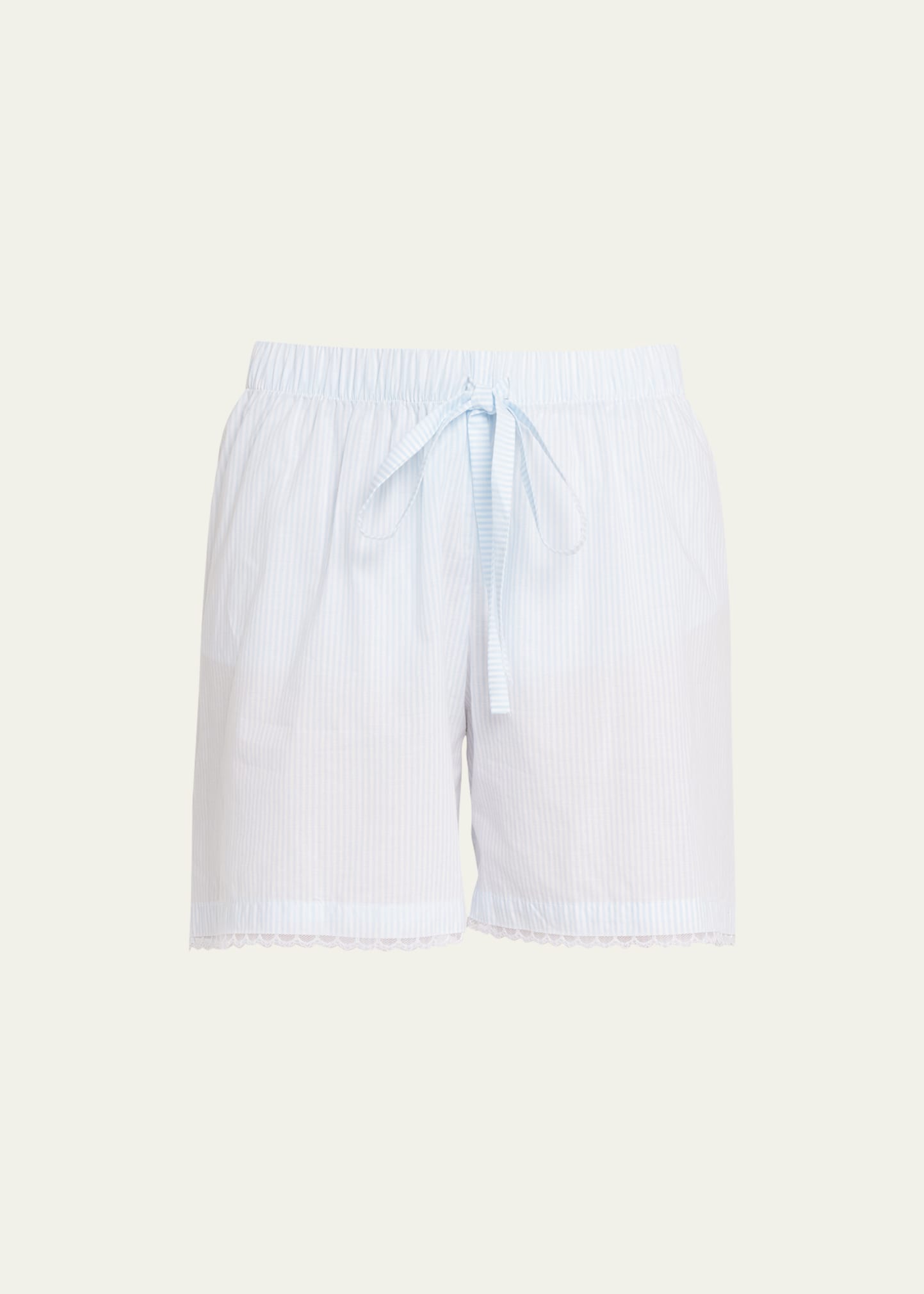 Andine Mazy Striped Lace-Trim Shorts