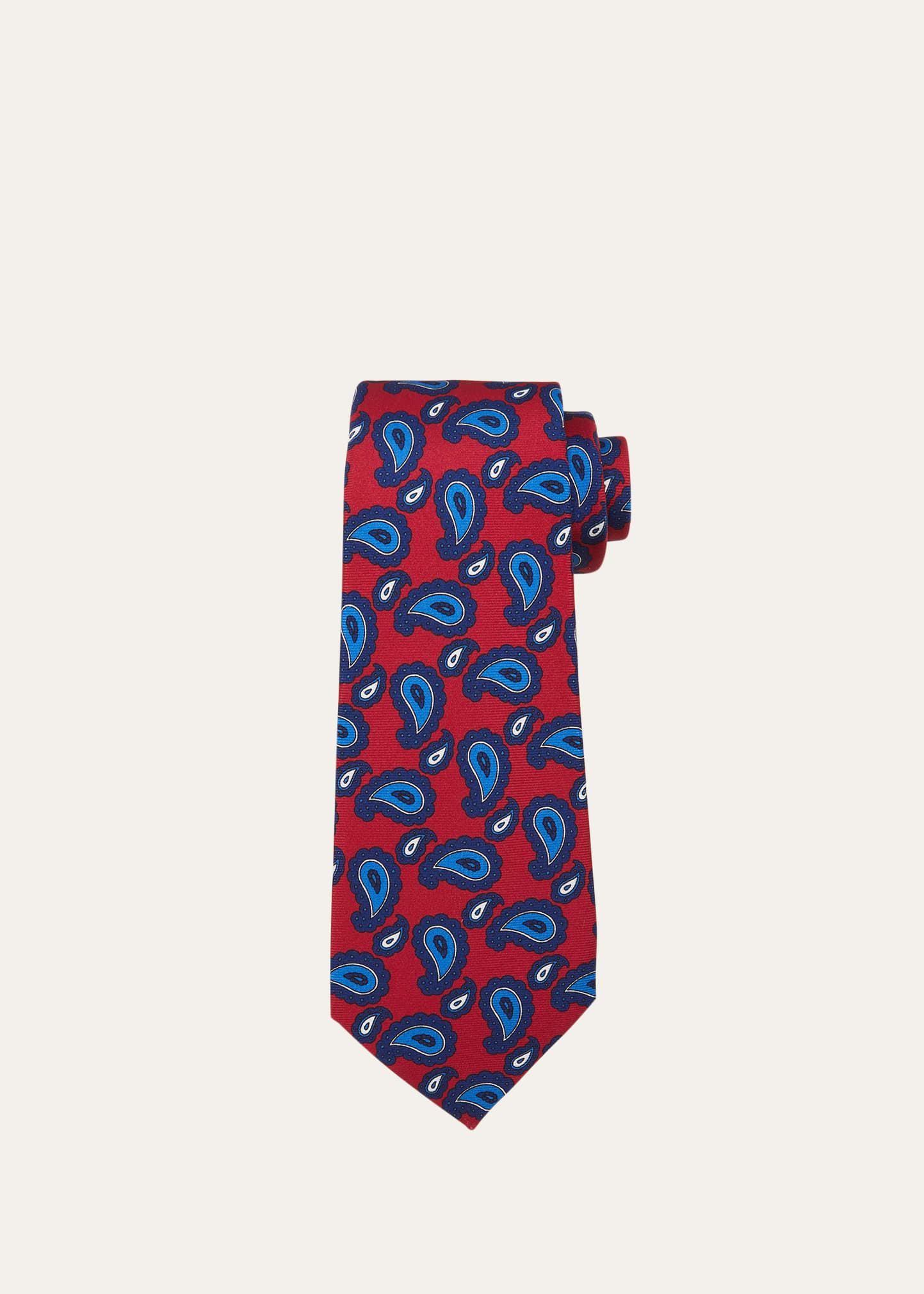 Kiton Men's Paisley-print Silk Tie In Red Mult