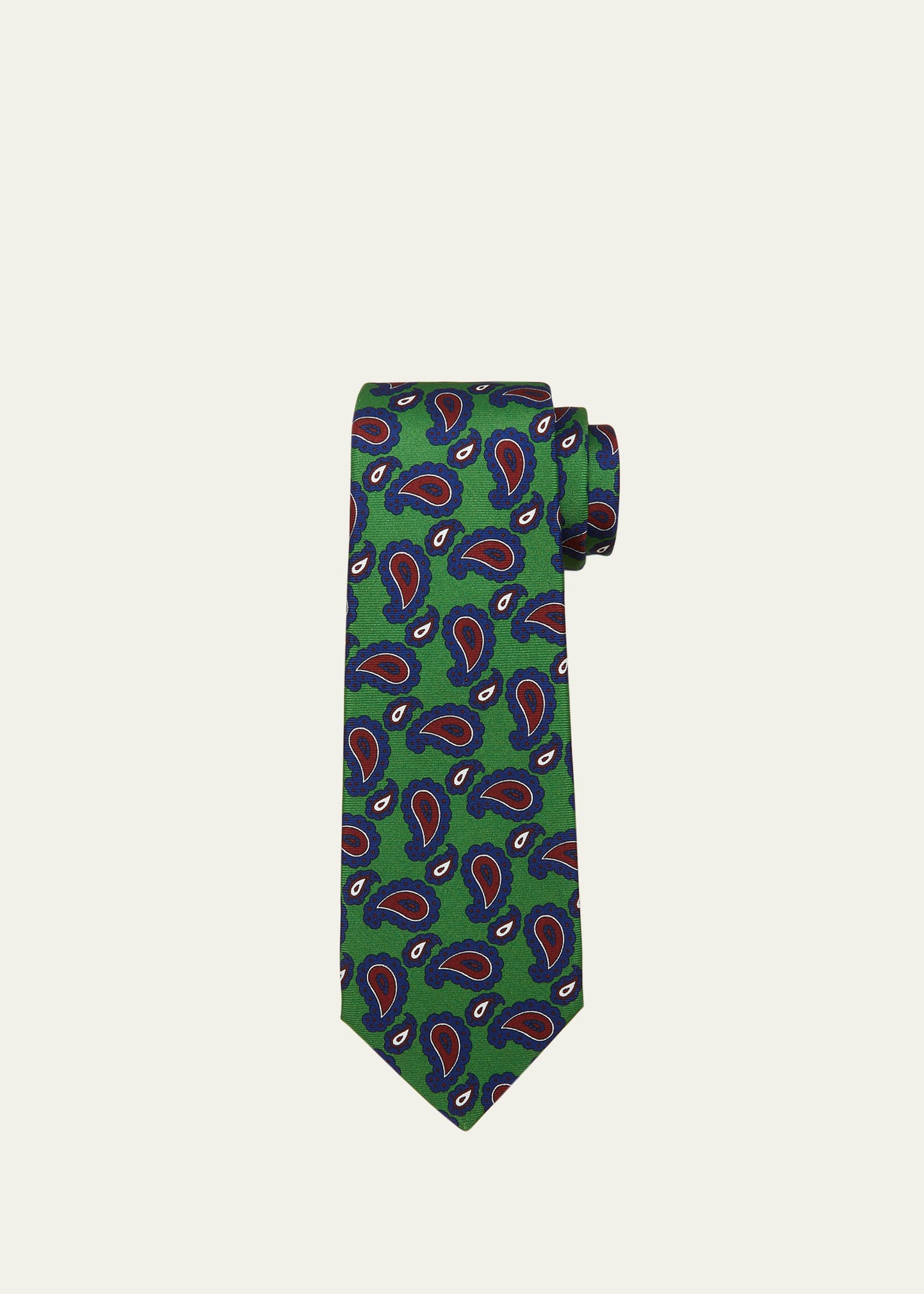 Shop Kiton Men's Paisley-print Silk Tie In Grn Mult