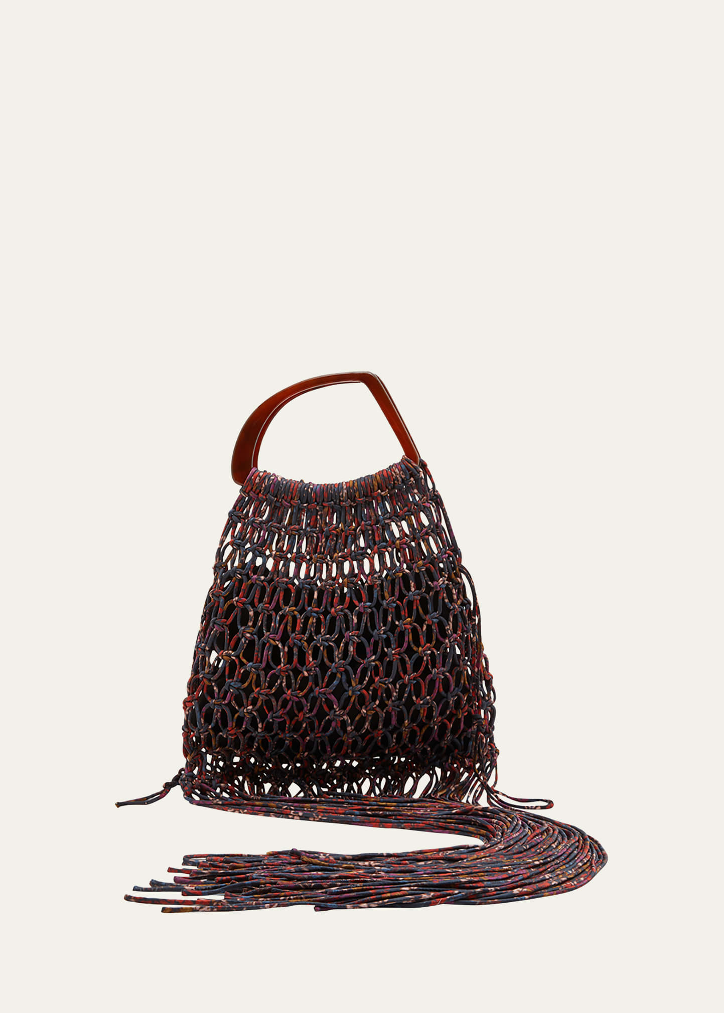 Dries Van Noten Fringe Macrame Top-handle Bag In 900 Black