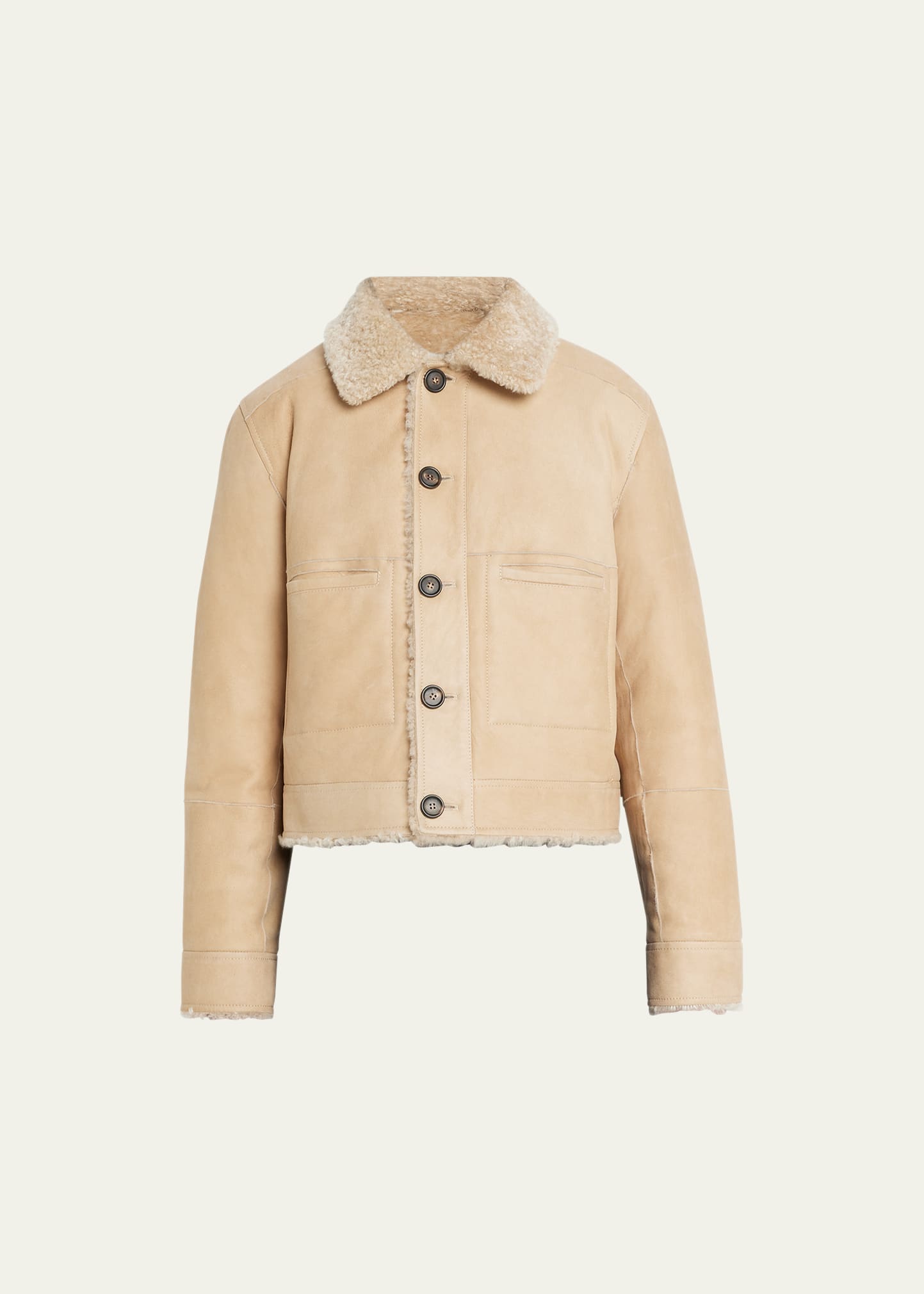 BRUNELLO CUCINELLI SUEDE TO SHEARLING REVERSIBLE SHORT JACKET