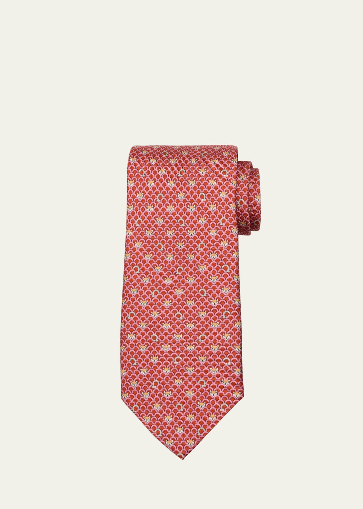 Men's Fox-Print Silk Tie