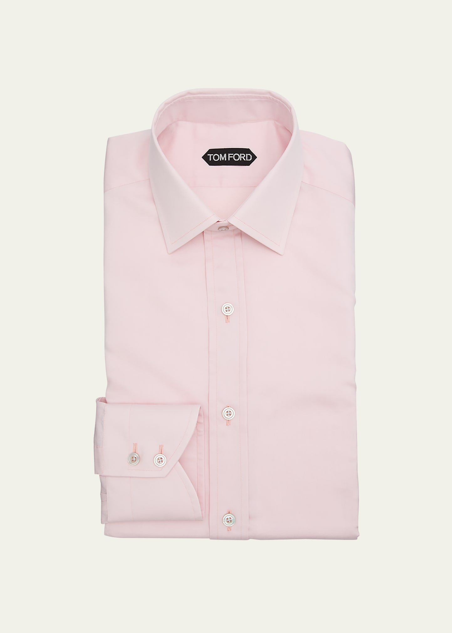 Tom Ford Slm Smll Cllr Pwdr Pink Co Silk Shirt In Powder Pin