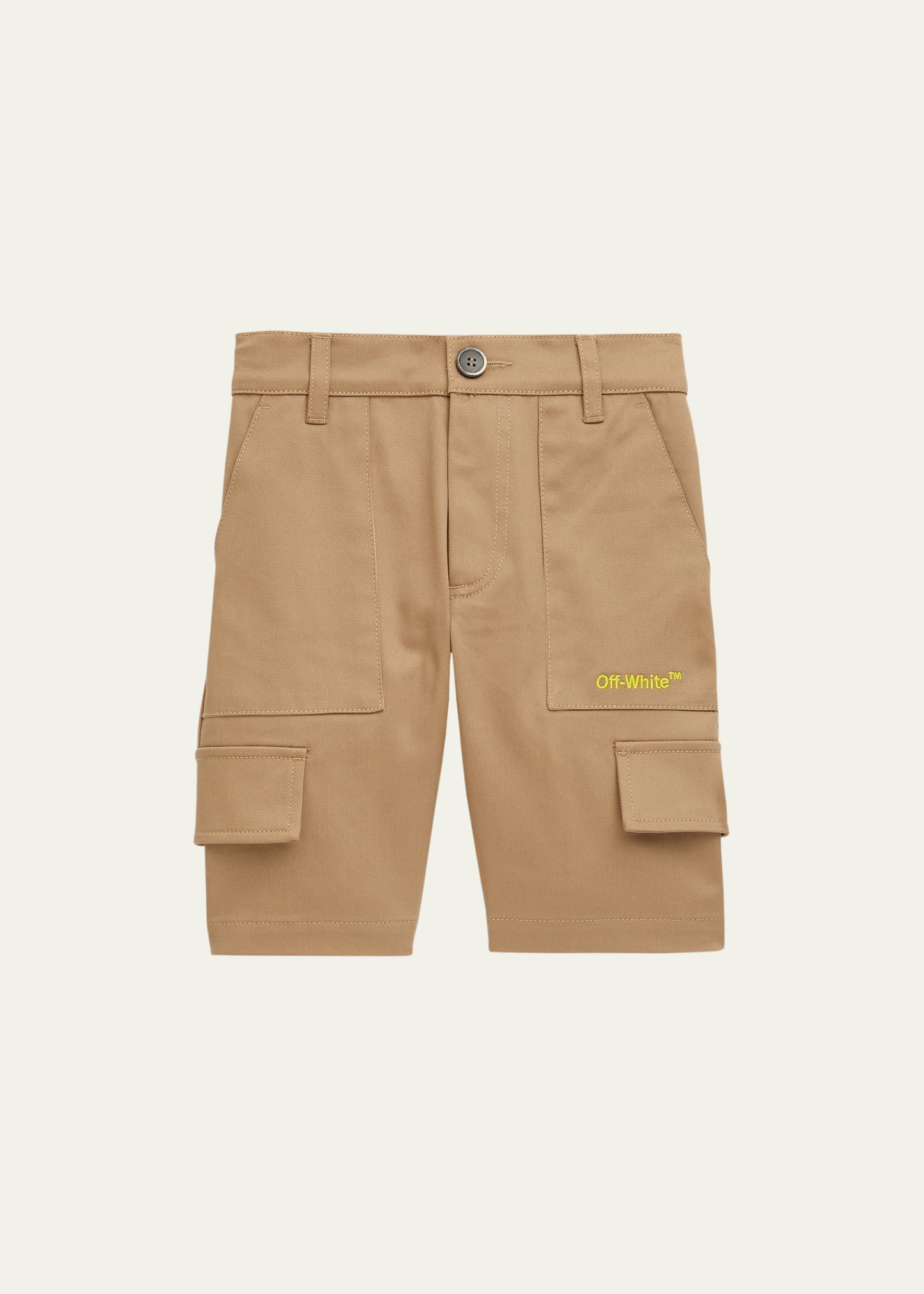 OFF-WHITE BOY'S HELVETICA LOGO-PRINT CARGO SHORTS