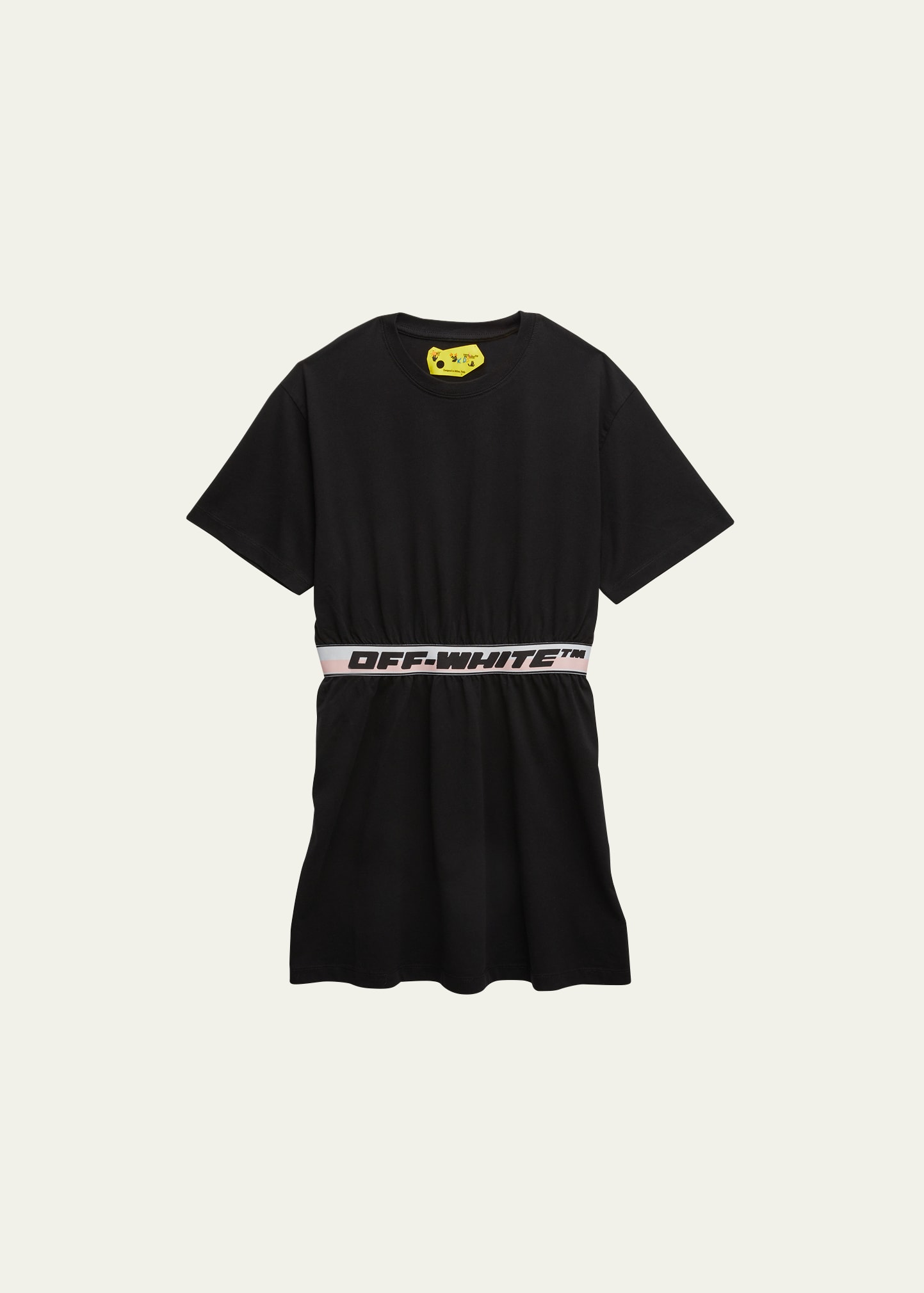 Off-white Logo-tape Waistband Dress In Black Black