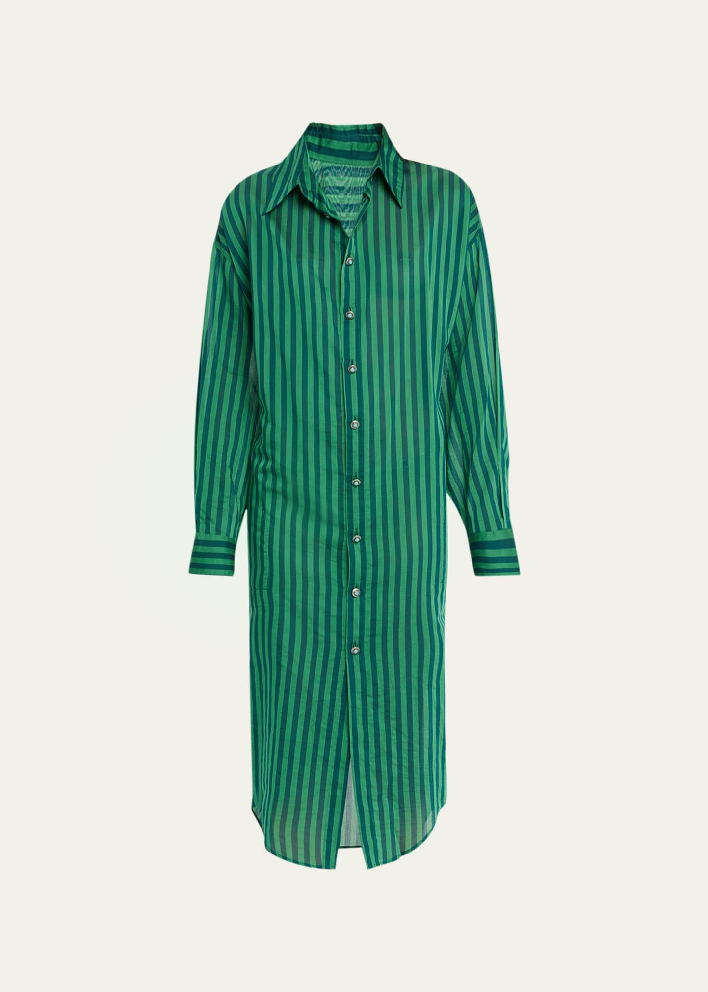 Shop Fortela Gilda Stripe Midi Shirtdress In Green