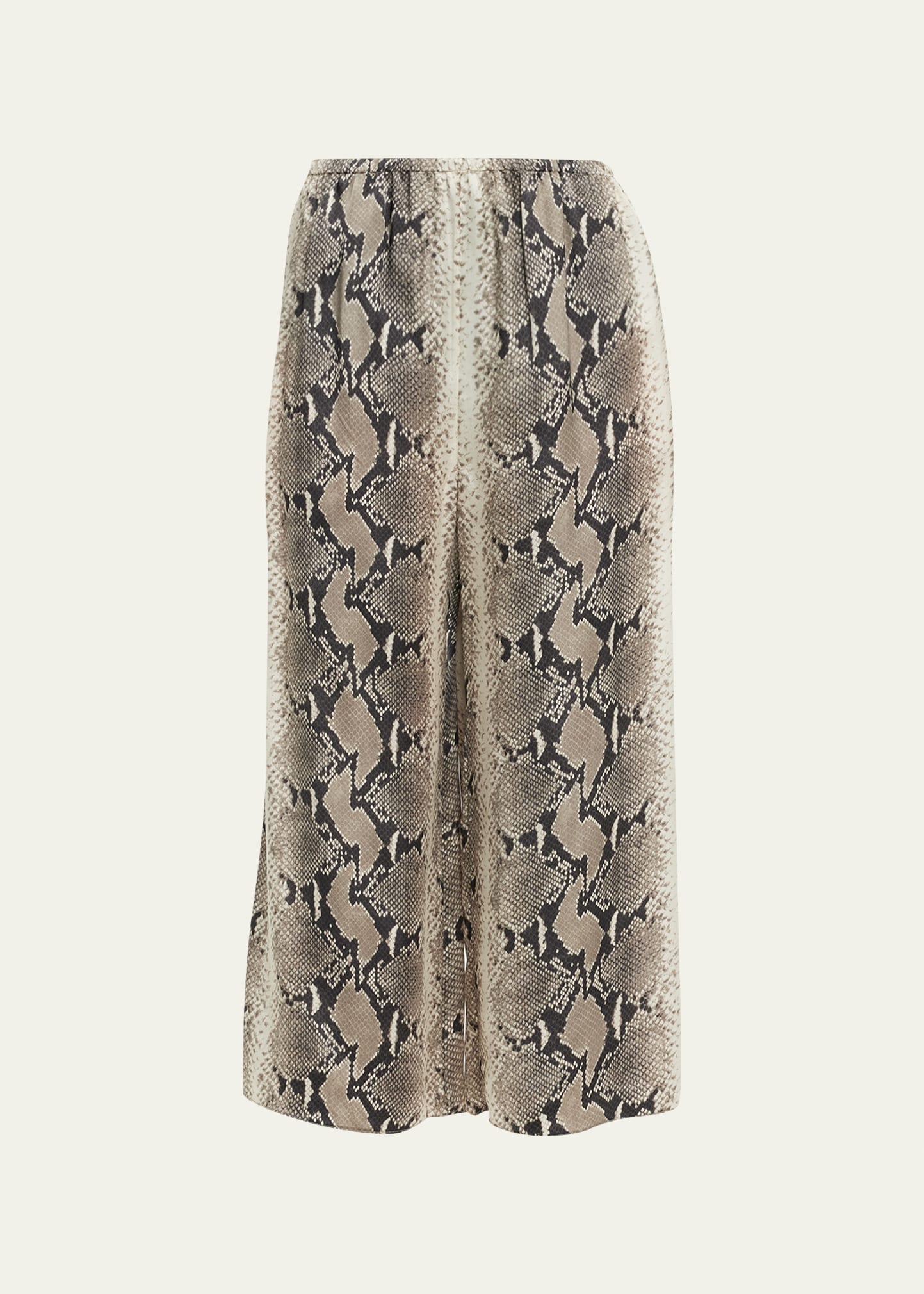 Khaite Mindy Snake-print Wide-leg Pants In Natural