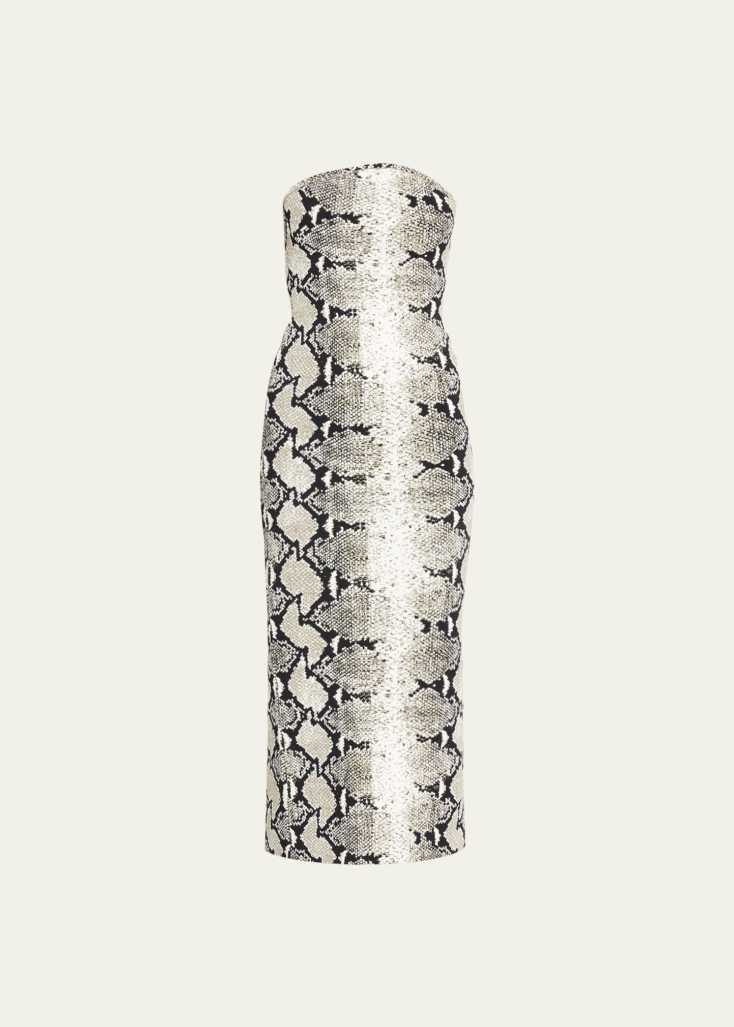 Khaite The Rumer Python Print Strapless Midi Dress In Roccia